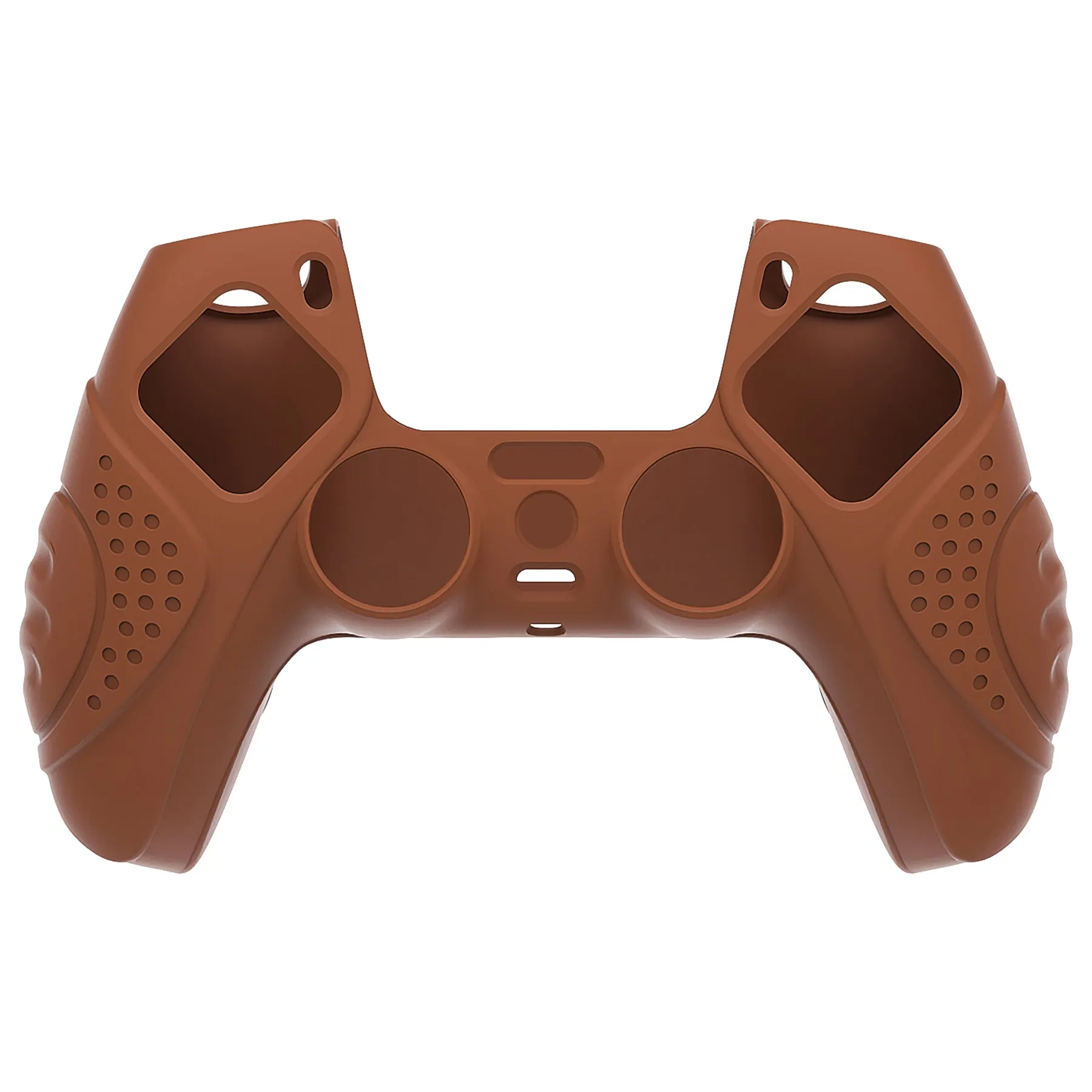 PlayVital Guardian Edition Signal Brown Ergonomic Soft Anti-slip Controller Silicone Case Cover, Rubber Protector Skins with Black Joystick Caps for PS5 Controller - YHPF025