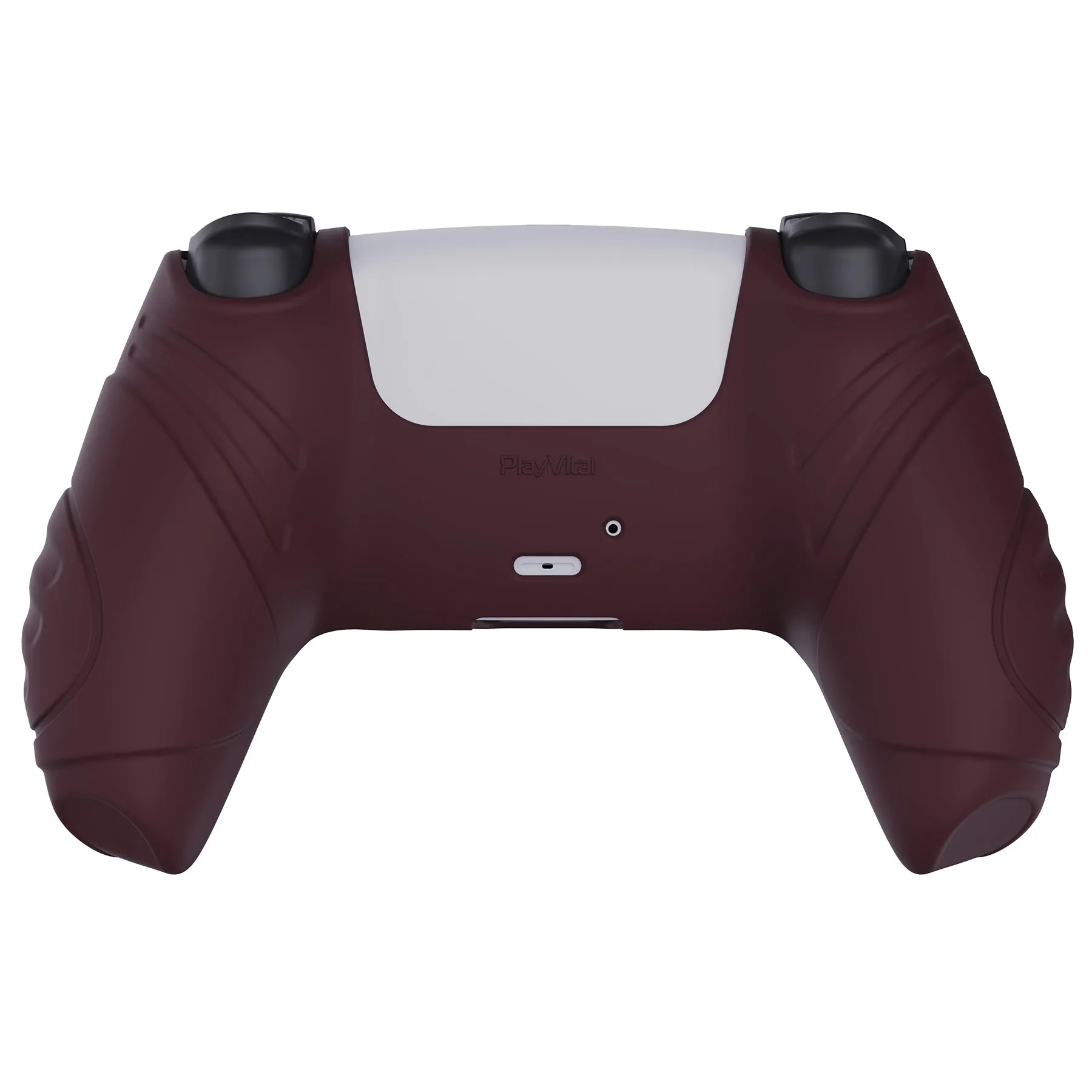 PlayVital Guardian Edition Wine Red Ergonomic Soft Anti-slip Controller Silicone Case Cover, Rubber Protector Skins with Black Joystick Caps for PS5 Controller - YHPF011