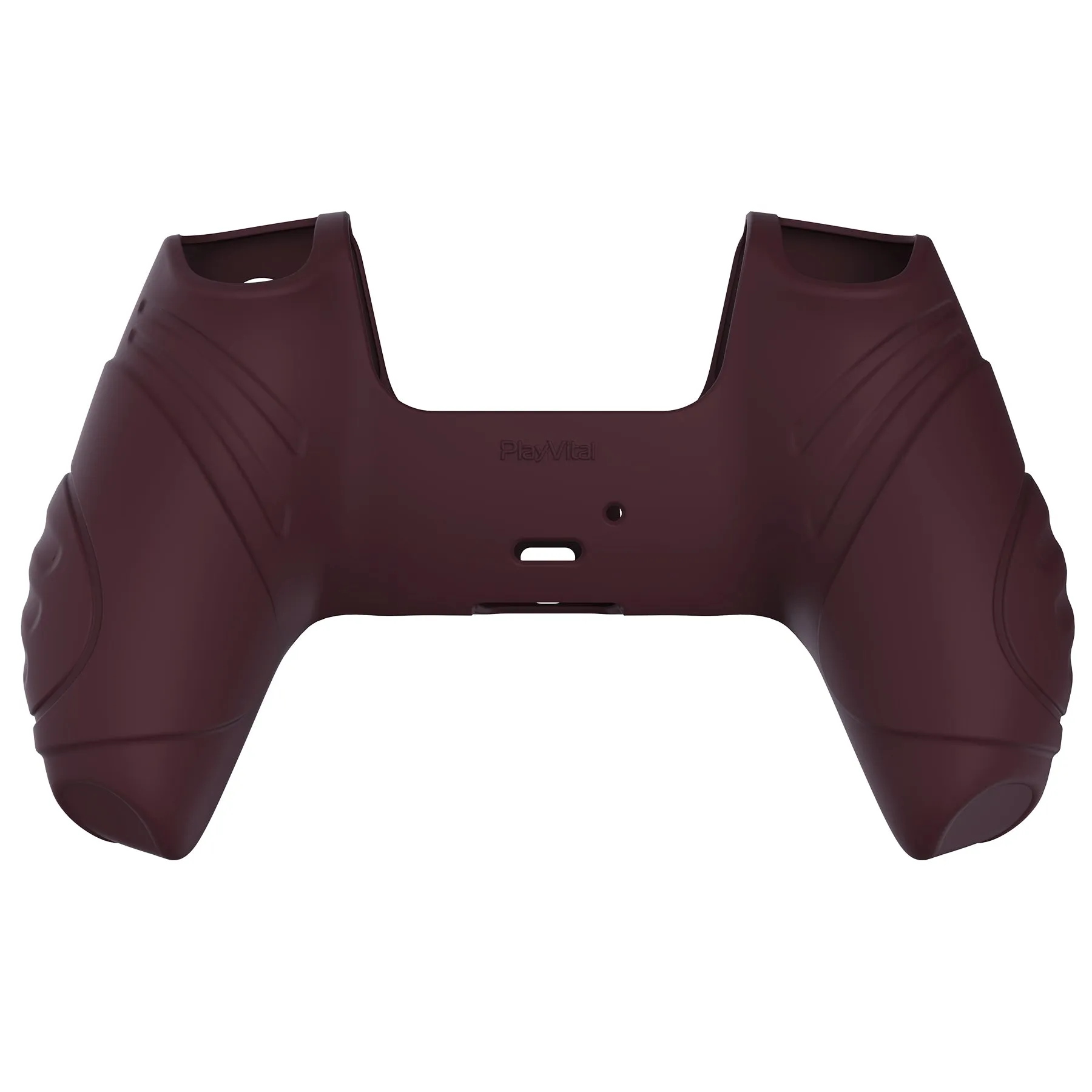 PlayVital Guardian Edition Wine Red Ergonomic Soft Anti-slip Controller Silicone Case Cover, Rubber Protector Skins with Black Joystick Caps for PS5 Controller - YHPF011