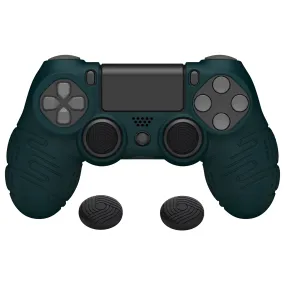 PlayVital Line & Dot Racing Green Silicone Cover Skin for ps4 Controller, Anti-Slip Soft Protector Case Cover with Thumb Grip Caps for ps4 for ps4 Slim for ps4 Pro Controller - CLRP4P003