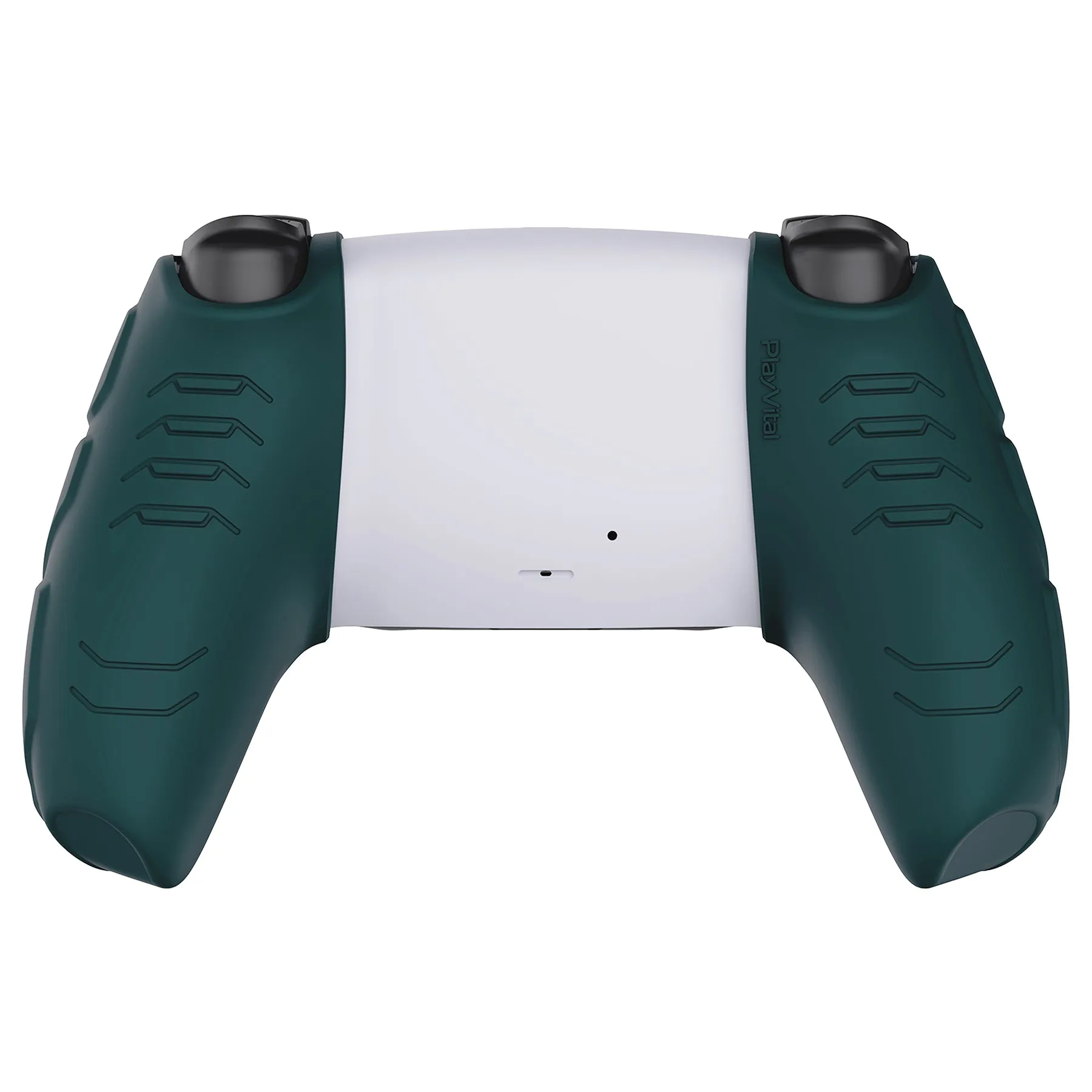 PlayVital Mecha Edition Racing Green Ergonomic Soft Controller Silicone Case Grips for PS5 Controller, Rubber Protector Skins with Thumbstick Caps for PS5 Controller – Compatible with Charging Station - JGPF004