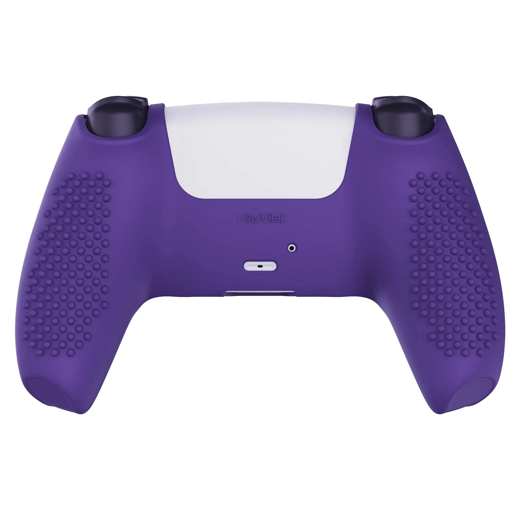 PlayVital Purple 3D Studded Edition Anti-slip Silicone Cover Skin for 5 Controller, Soft Rubber Case Protector for PS5 Wireless Controller with 6 Black Thumb Grip Caps - TDPF007