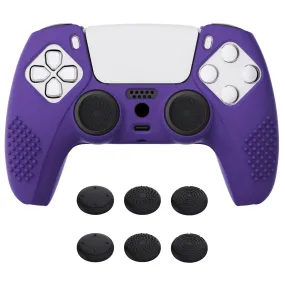 PlayVital Purple 3D Studded Edition Anti-slip Silicone Cover Skin for 5 Controller, Soft Rubber Case Protector for PS5 Wireless Controller with 6 Black Thumb Grip Caps - TDPF007