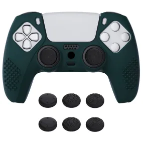 PlayVital Racing Green 3D Studded Edition Anti-slip Silicone Cover Skin for 5 Controller, Soft Rubber Case Protector for PS5 Wireless Controller with 6 Black Thumb Grip Caps - TDPF004