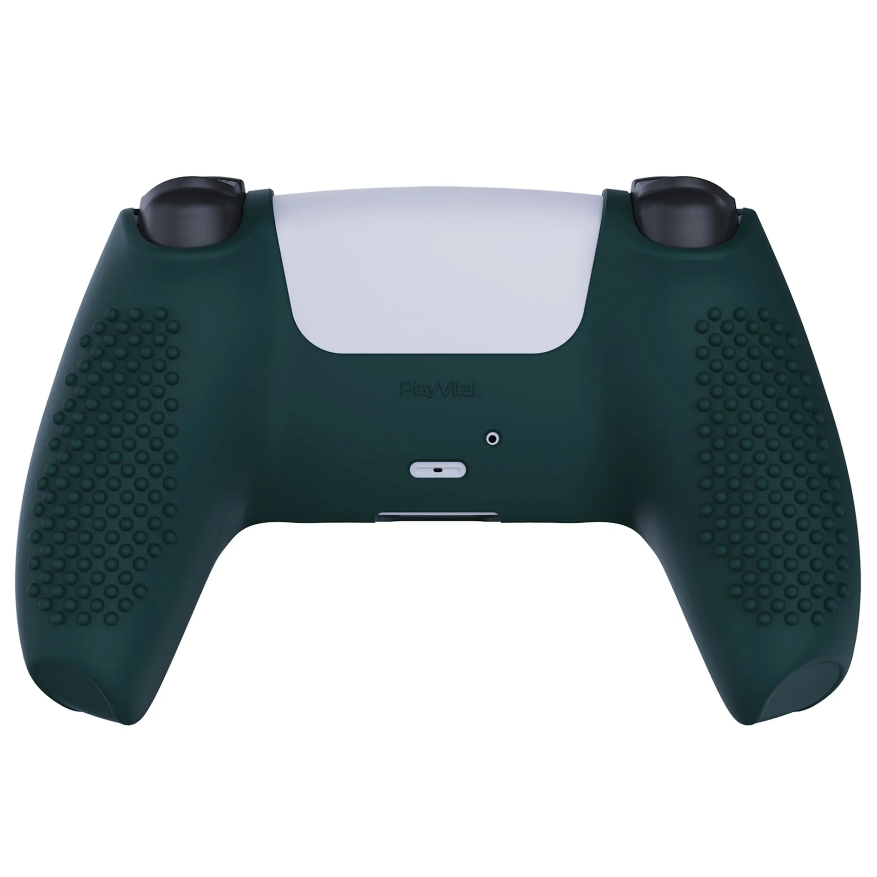 PlayVital Racing Green 3D Studded Edition Anti-slip Silicone Cover Skin for 5 Controller, Soft Rubber Case Protector for PS5 Wireless Controller with 6 Black Thumb Grip Caps - TDPF004