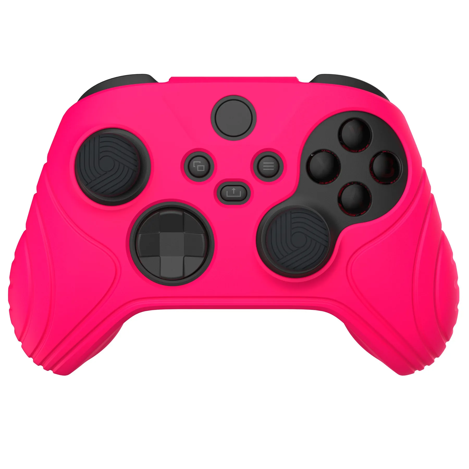 PlayVital Samurai Edition Bright Pink Anti-slip Controller Grip Silicone Skin, Ergonomic Soft Rubber Protective Case Cover for Xbox Series S/X Controller with Black Thumb Stick Caps - WAX3019