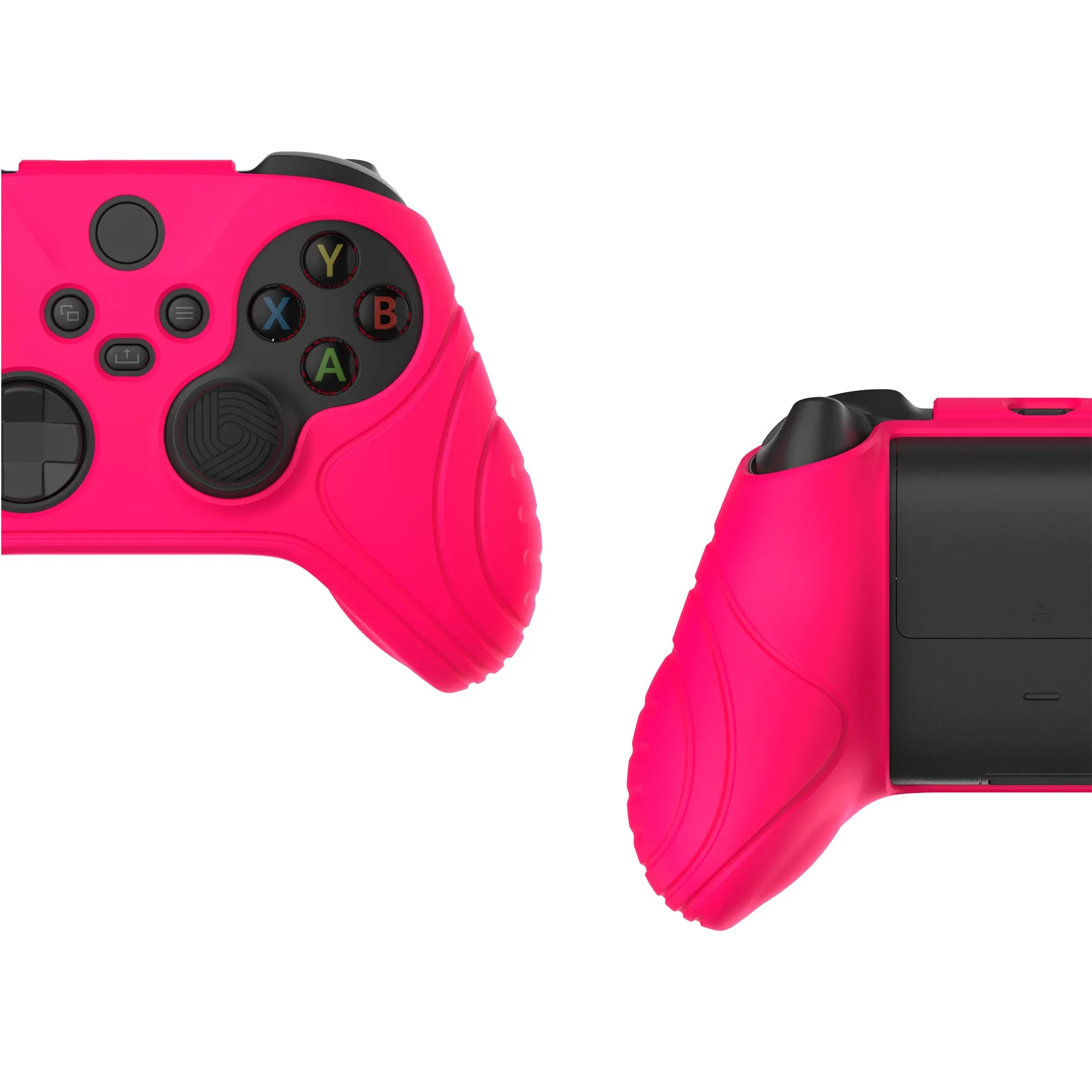 PlayVital Samurai Edition Bright Pink Anti-slip Controller Grip Silicone Skin, Ergonomic Soft Rubber Protective Case Cover for Xbox Series S/X Controller with Black Thumb Stick Caps - WAX3019