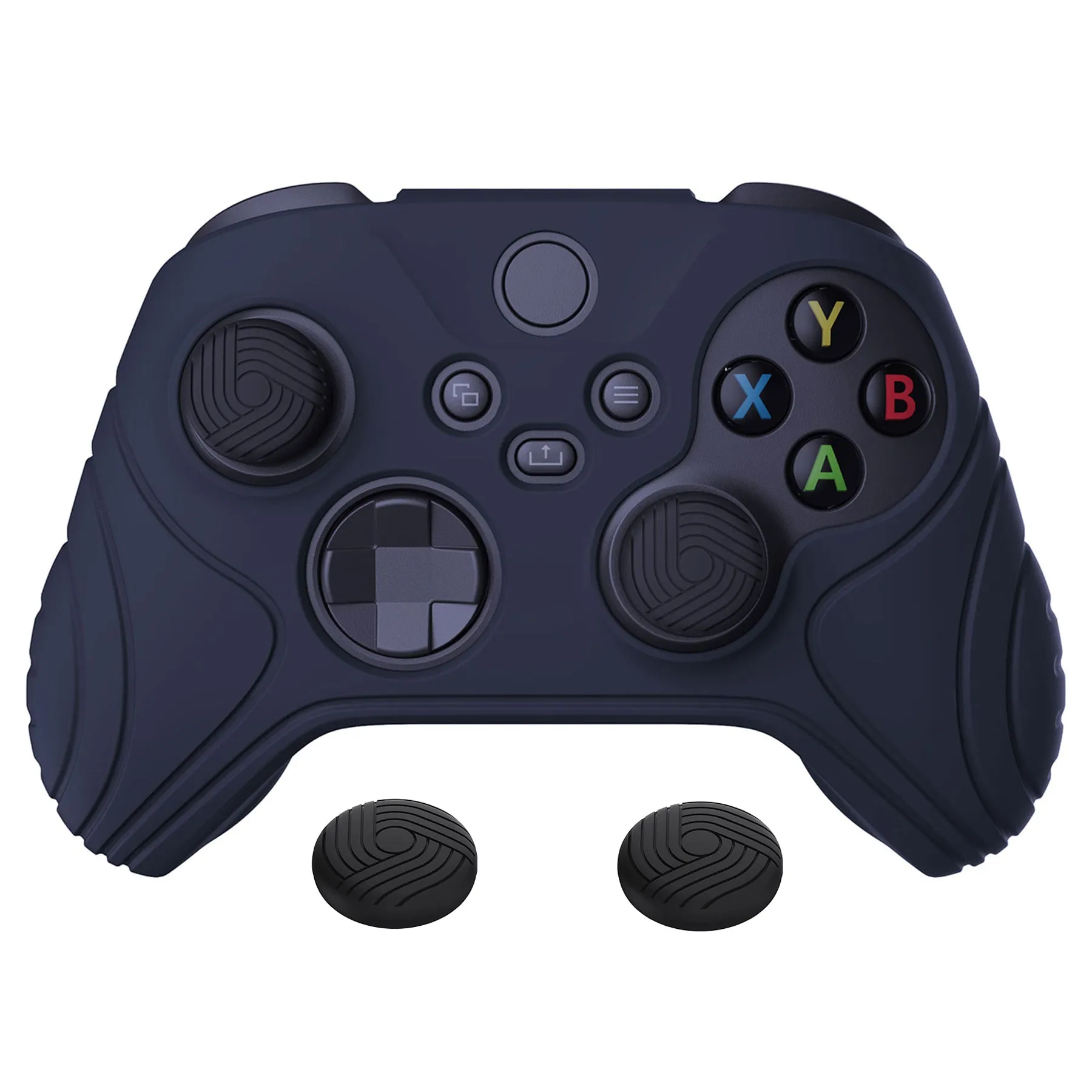 PlayVital Samurai Edition Midnight Blue Anti-slip Controller Grip Silicone Skin, Ergonomic Soft Rubber Protective Case Cover for Xbox Series S/X Controller with Black Thumb Stick Caps - WAX3003