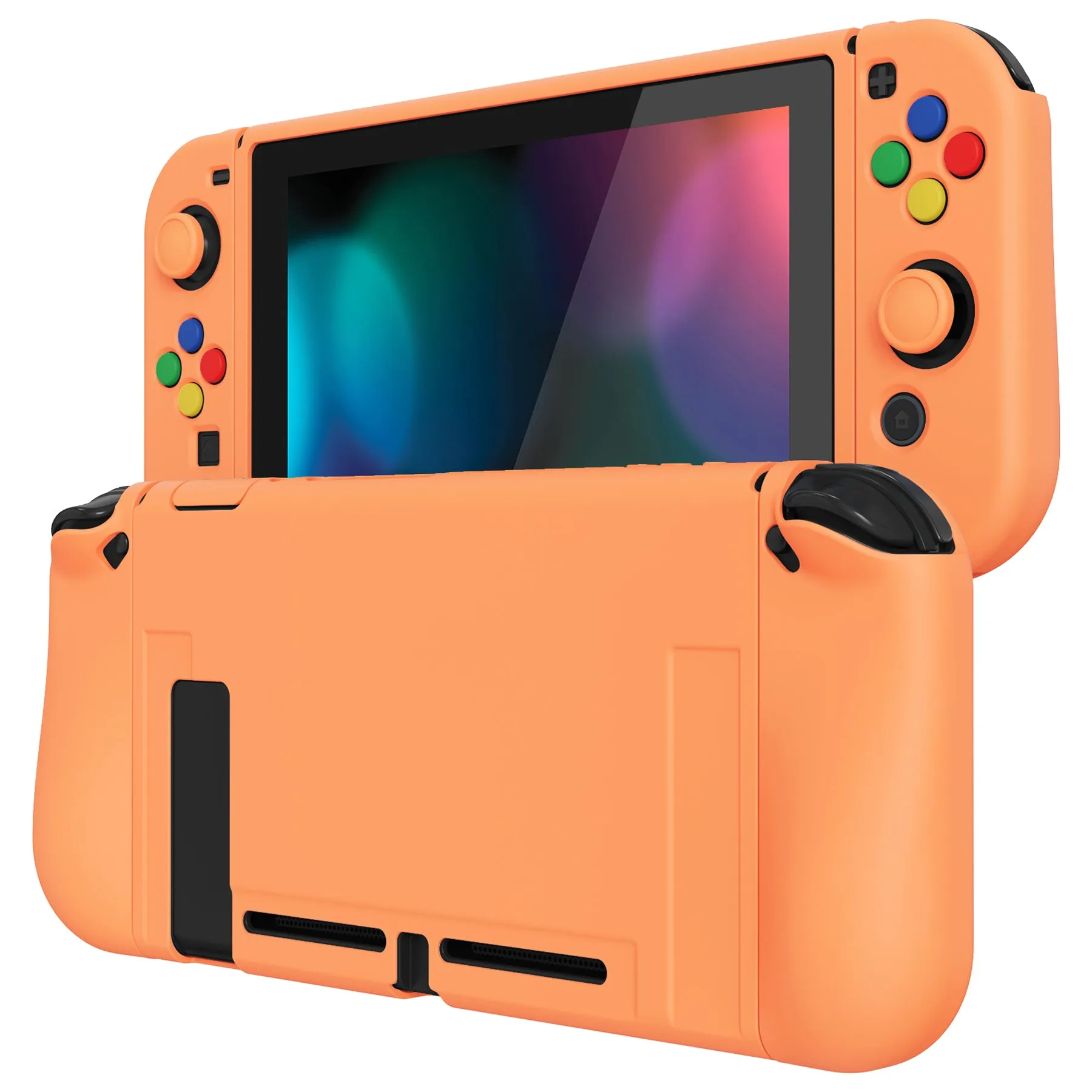 PlayVital ZealProtect Soft Protective Case for Nintendo Switch, Flexible Cover Protector for Nintendo Switch with Tempered Glass Screen Protector & Thumb Grip Caps & ABXY Direction Button Caps - Apricot Yellow - RNSYM5012