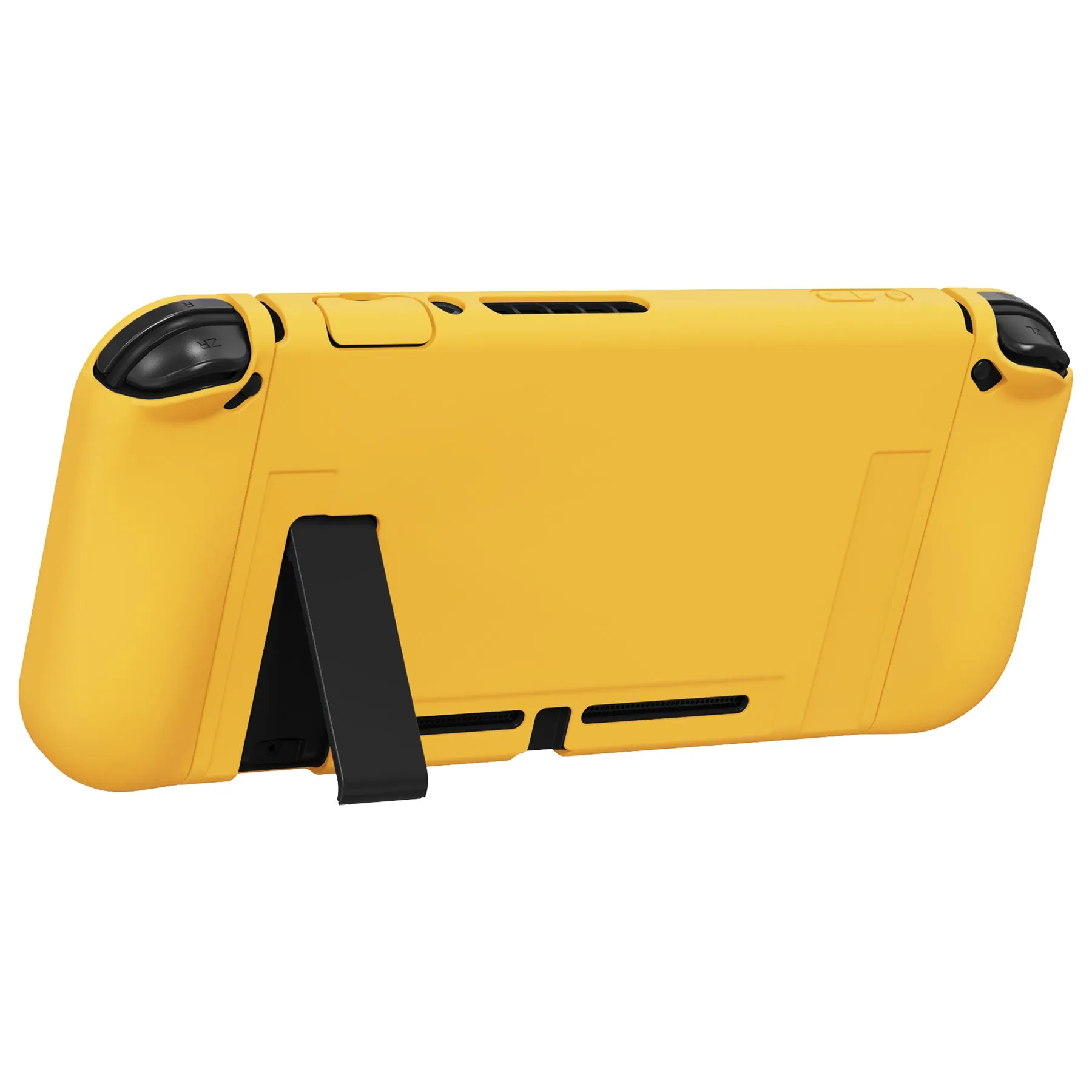 PlayVital ZealProtect Soft Protective Case for Nintendo Switch, Flexible Cover Protector for Nintendo Switch with Tempered Glass Screen Protector & Thumb Grip Caps & ABXY Direction Button Caps - Bright Yellow - RNSYM5009