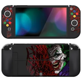 PlayVital ZealProtect Soft Protective Case for Switch OLED, Flexible Protector Joycon Grip Cover for Switch OLED with Thumb Grip Caps & ABXY Direction Button Caps - Clown Hahaha - XSOYV6029