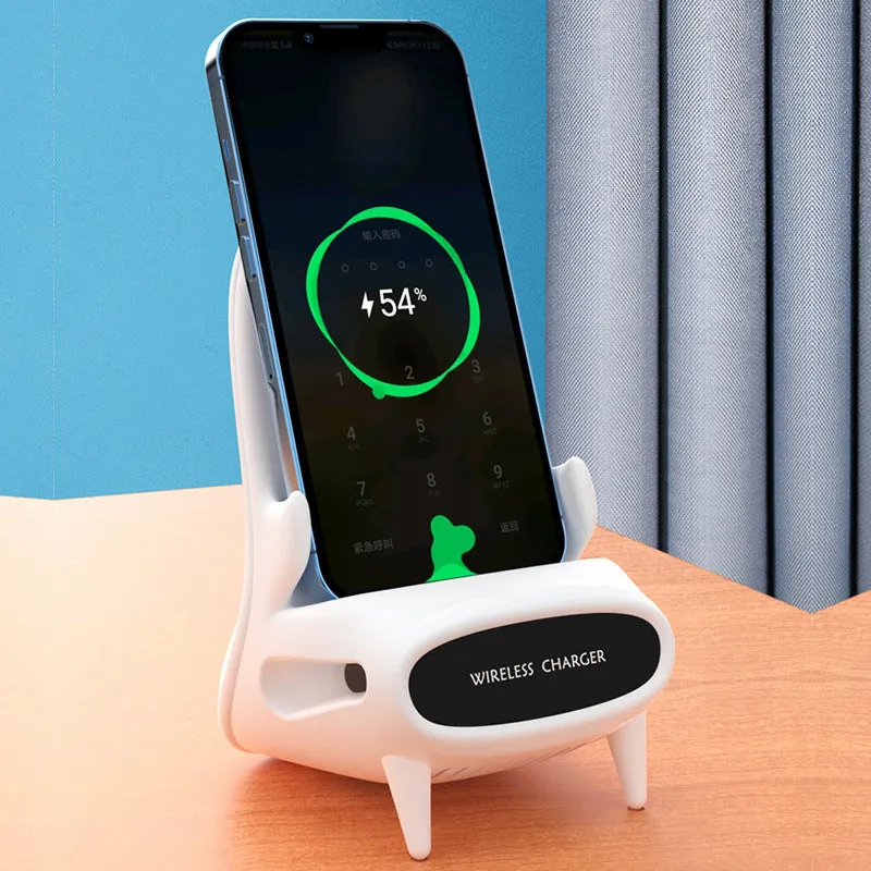 Portable Mini Chair Wireless Charger Desk Mobile Phone Holder 10W Fast Charge