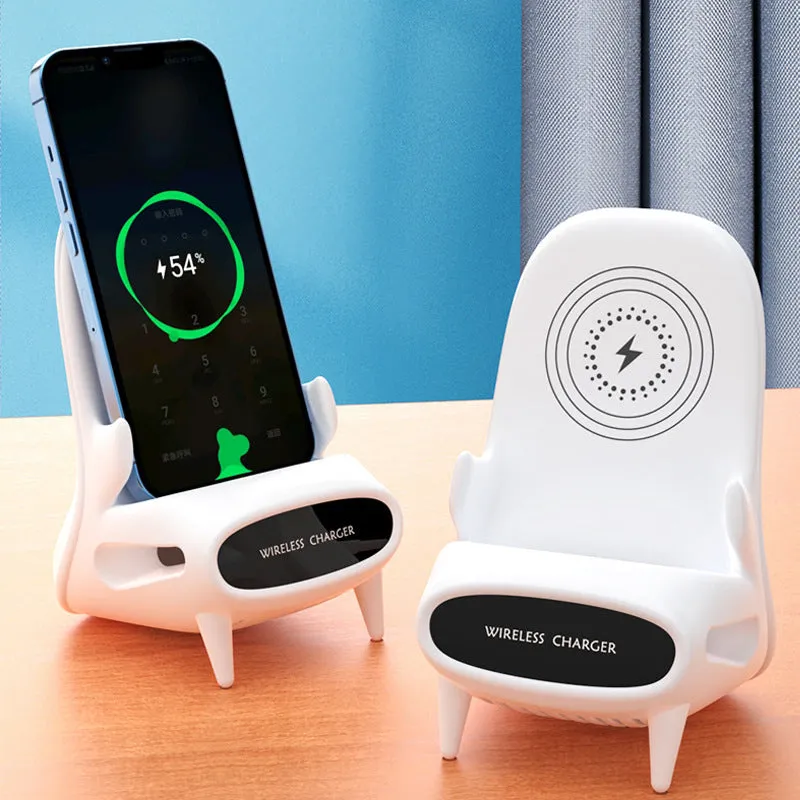 Portable Mini Chair Wireless Charger Desk Mobile Phone Holder 10W Fast Charge