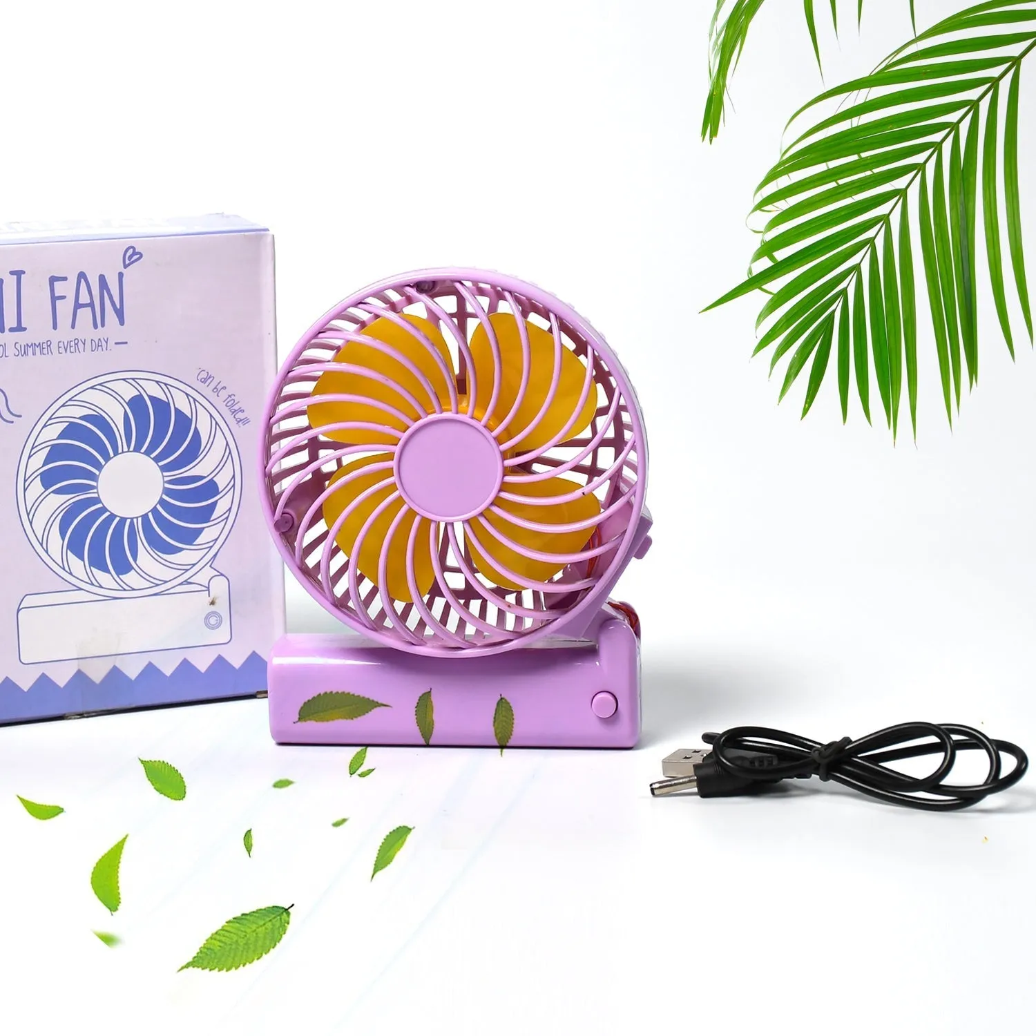 Portable Mini handy Fan & Personal Table Fan | Rechargeable Battery Operated Fan Suitable for Kids, Women, Makeup Artist, Home Office (Battery Not Include)