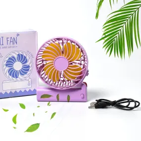 Portable Mini handy Fan & Personal Table Fan | Rechargeable Battery Operated Fan Suitable for Kids, Women, Makeup Artist, Home Office (Battery Not Include)