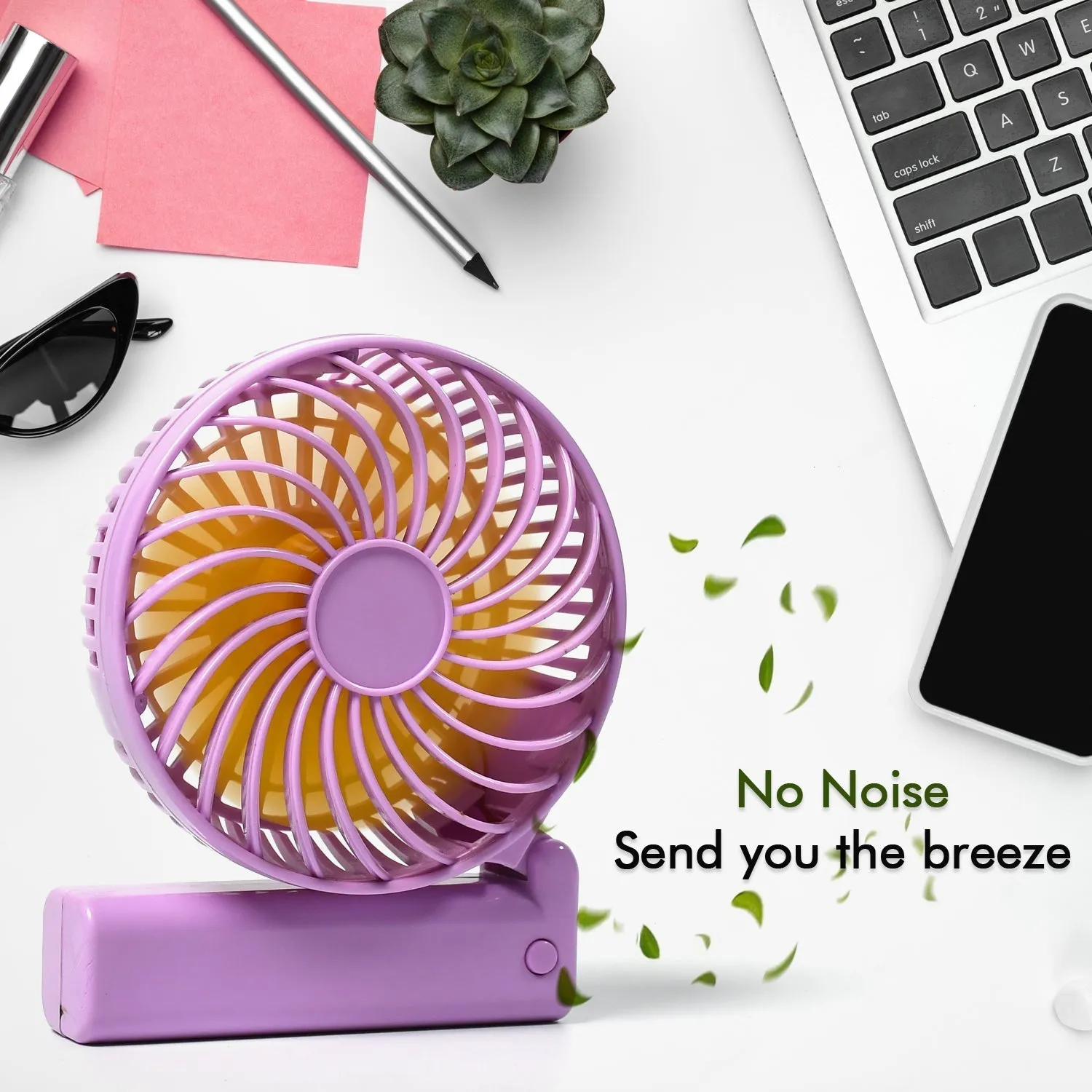 Portable Mini handy Fan & Personal Table Fan | Rechargeable Battery Operated Fan Suitable for Kids, Women, Makeup Artist, Home Office (Battery Not Include)