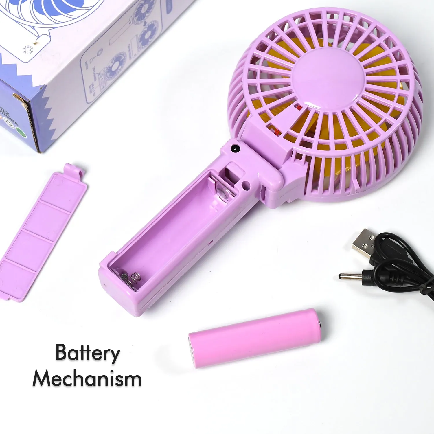 Portable Mini handy Fan & Personal Table Fan | Rechargeable Battery Operated Fan Suitable for Kids, Women, Makeup Artist, Home Office (Battery Not Include)