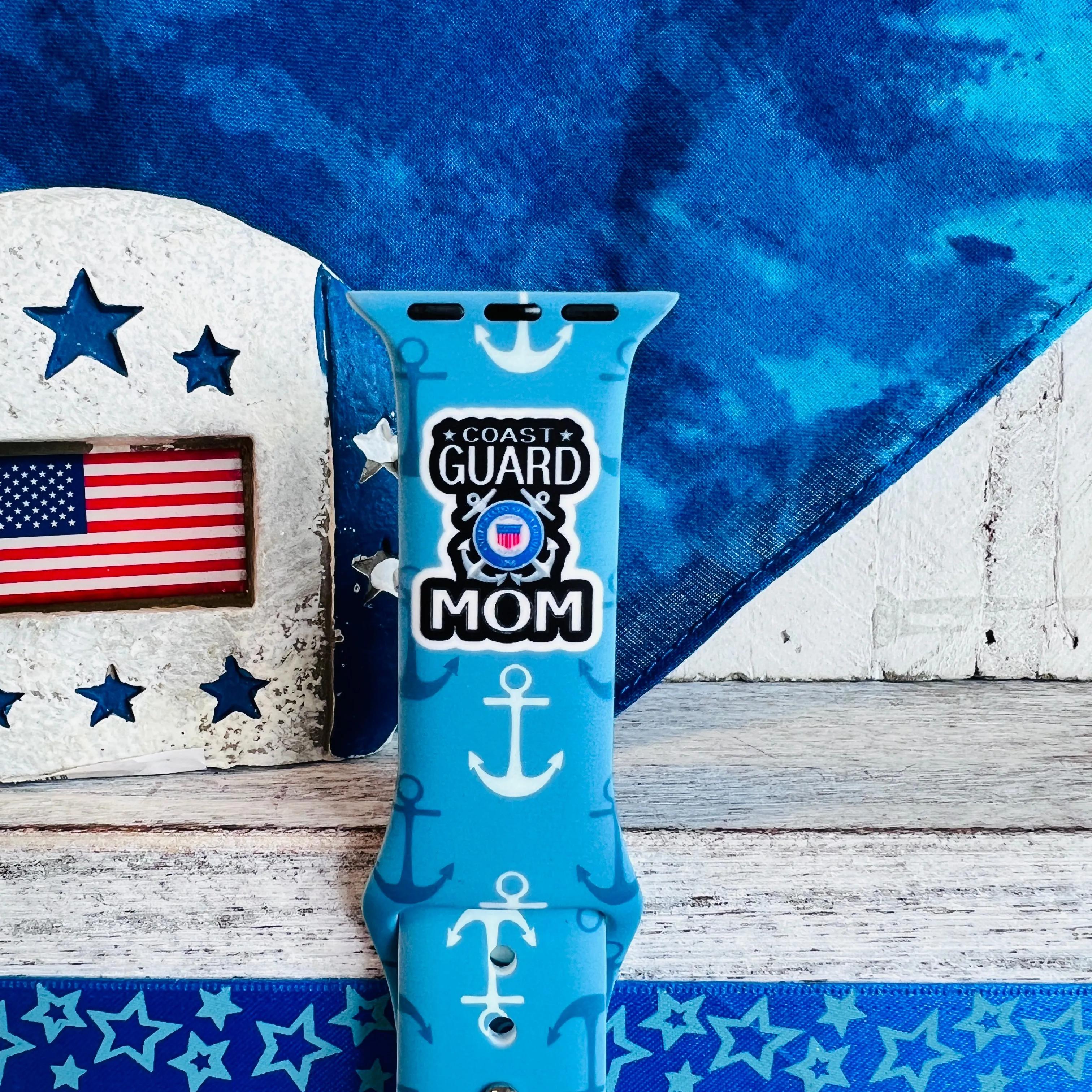 Proud Coast Guard Mom Print Silicone Band For Apple Watch