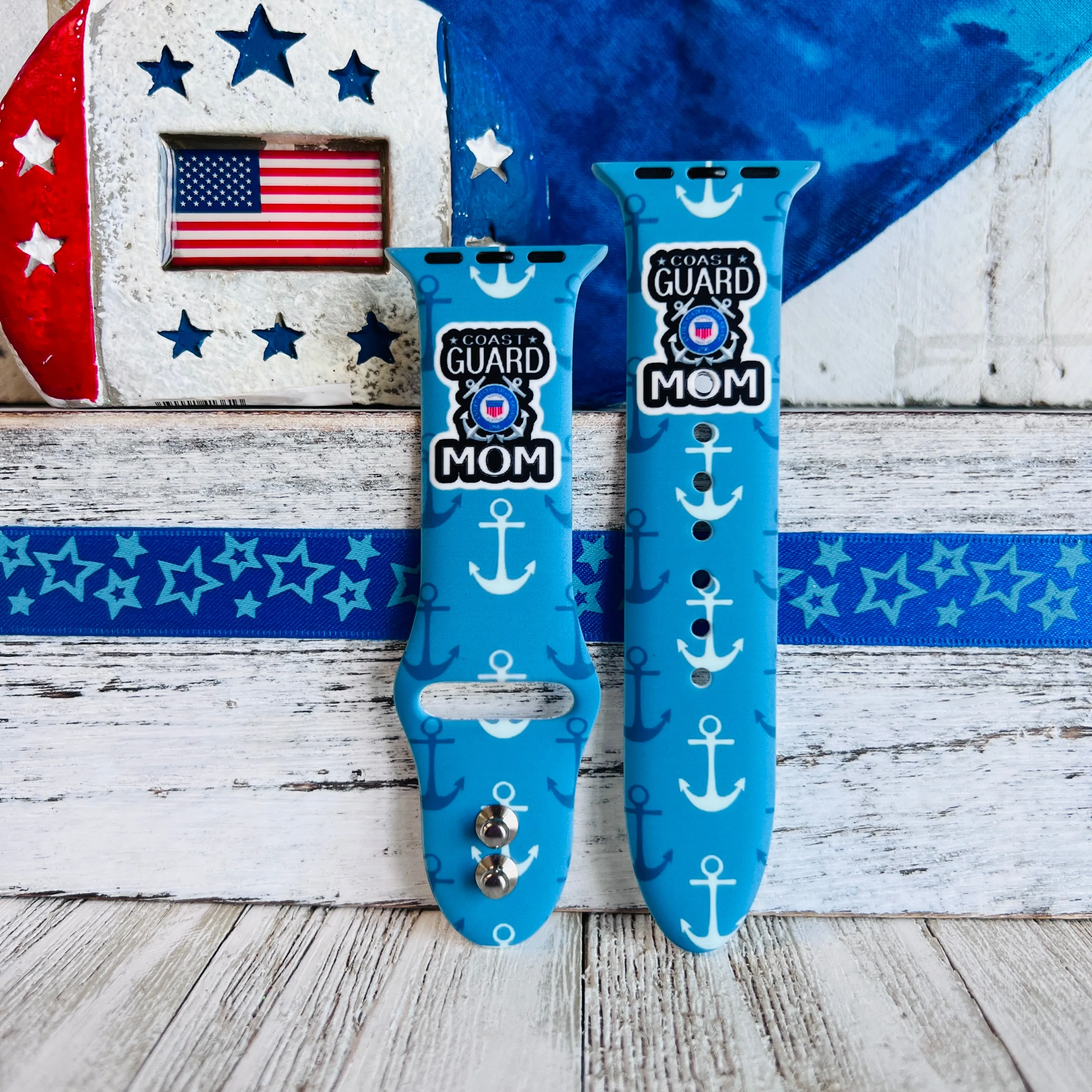 Proud Coast Guard Mom Print Silicone Band For Apple Watch