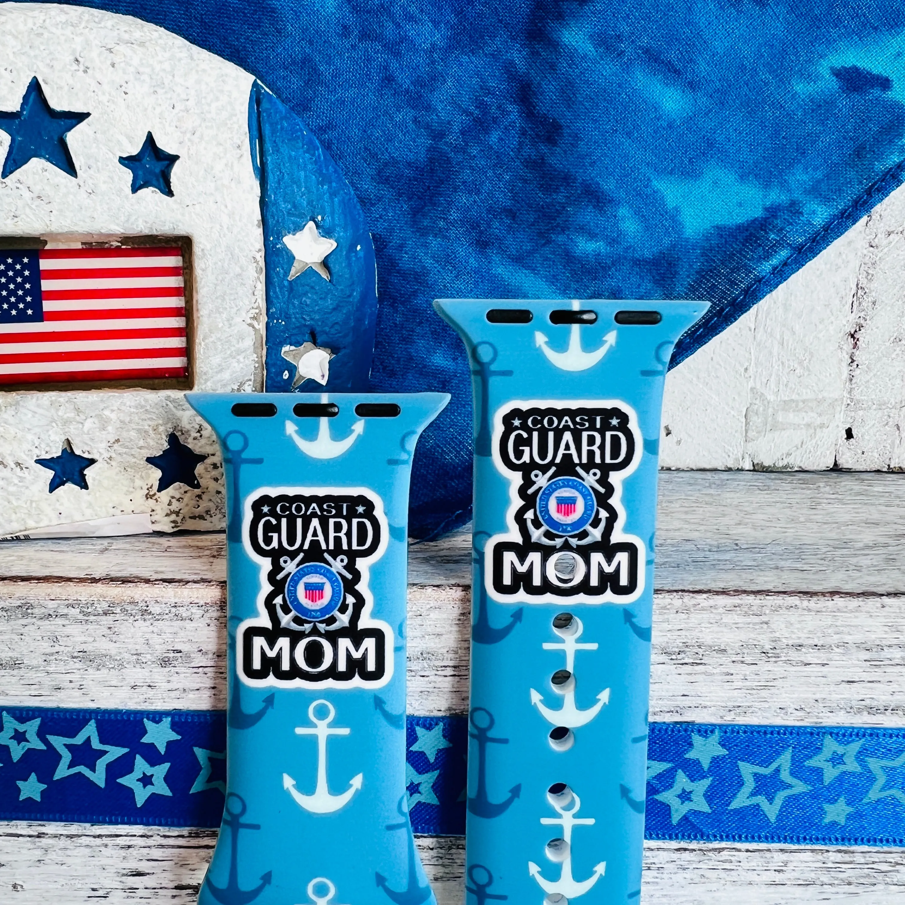 Proud Coast Guard Mom Print Silicone Band For Apple Watch