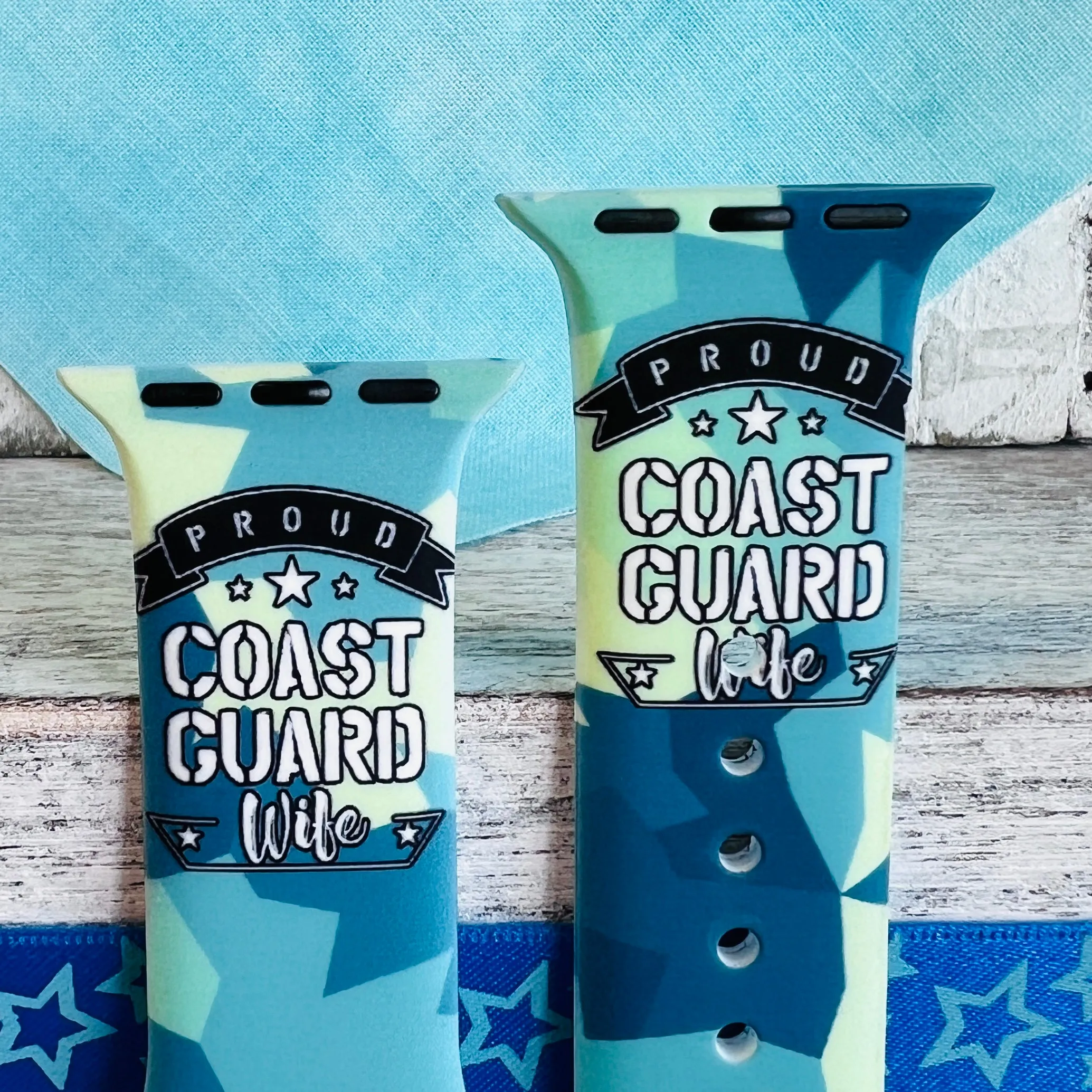 Proud Coast Guard Wife Print Silicone Band For Apple Watch