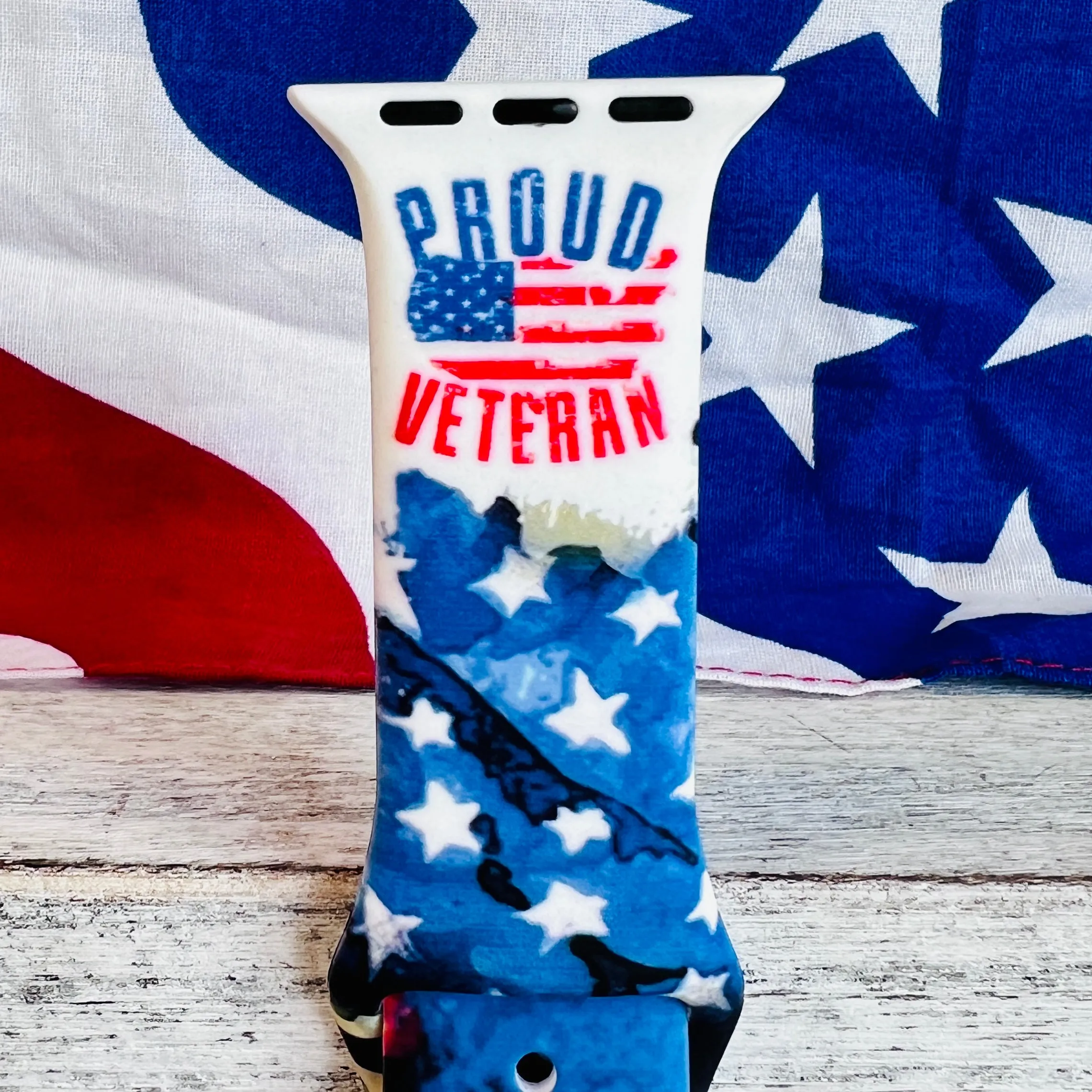 Proud Veteran Print Silicone Band For Apple Watch