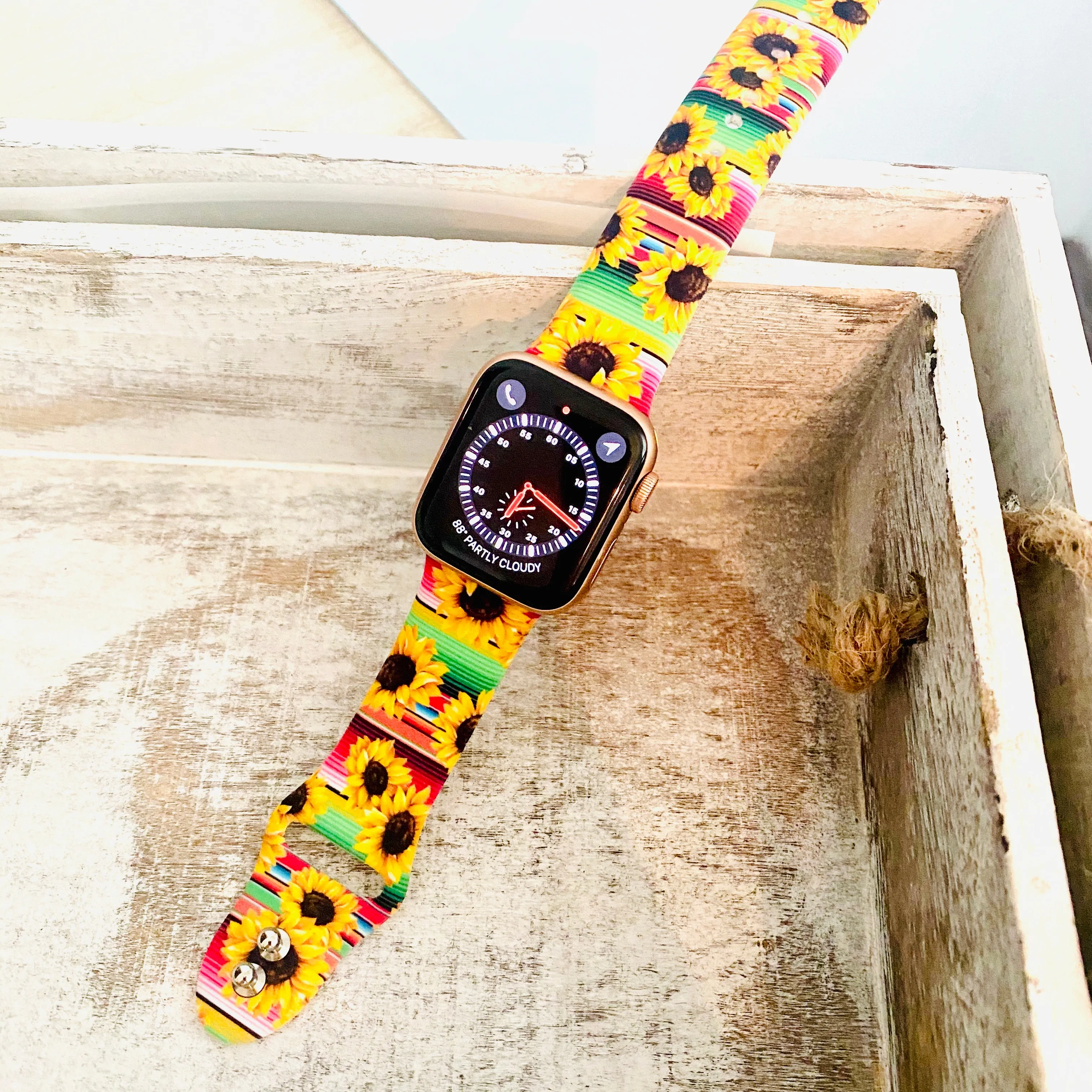 Rainbow Sunflower Print Silicone Band For Apple Watch