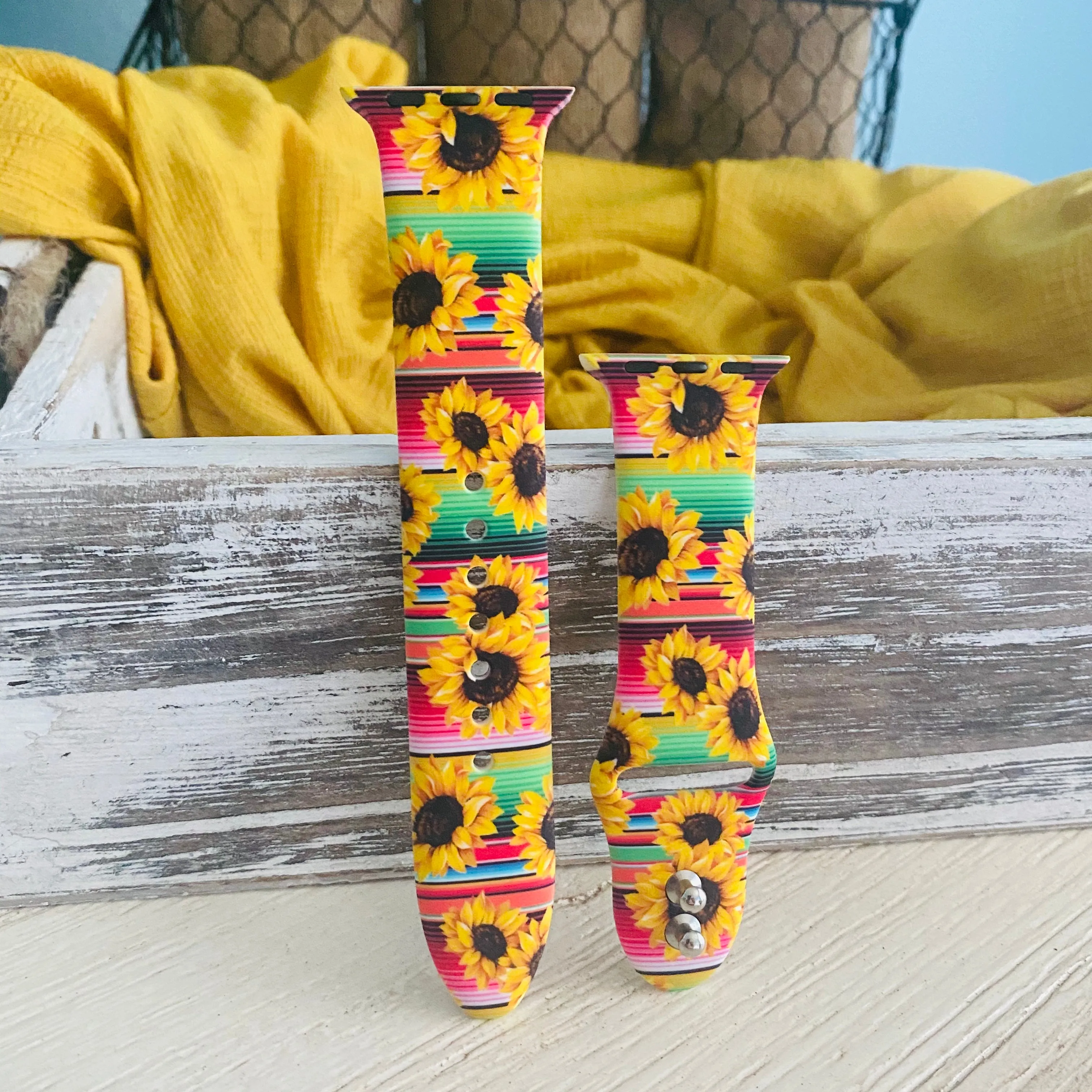 Rainbow Sunflower Print Silicone Band For Apple Watch