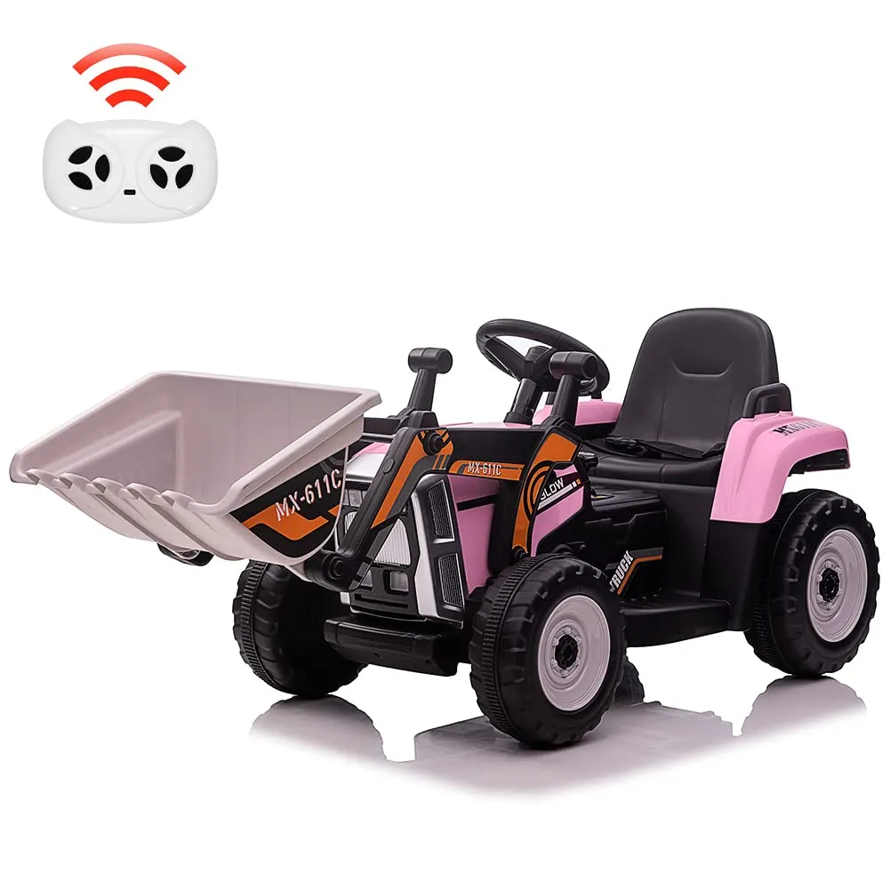 RCTOWN Kids Ride on Excavator Electric Construction Vehicle with Bucket Pink