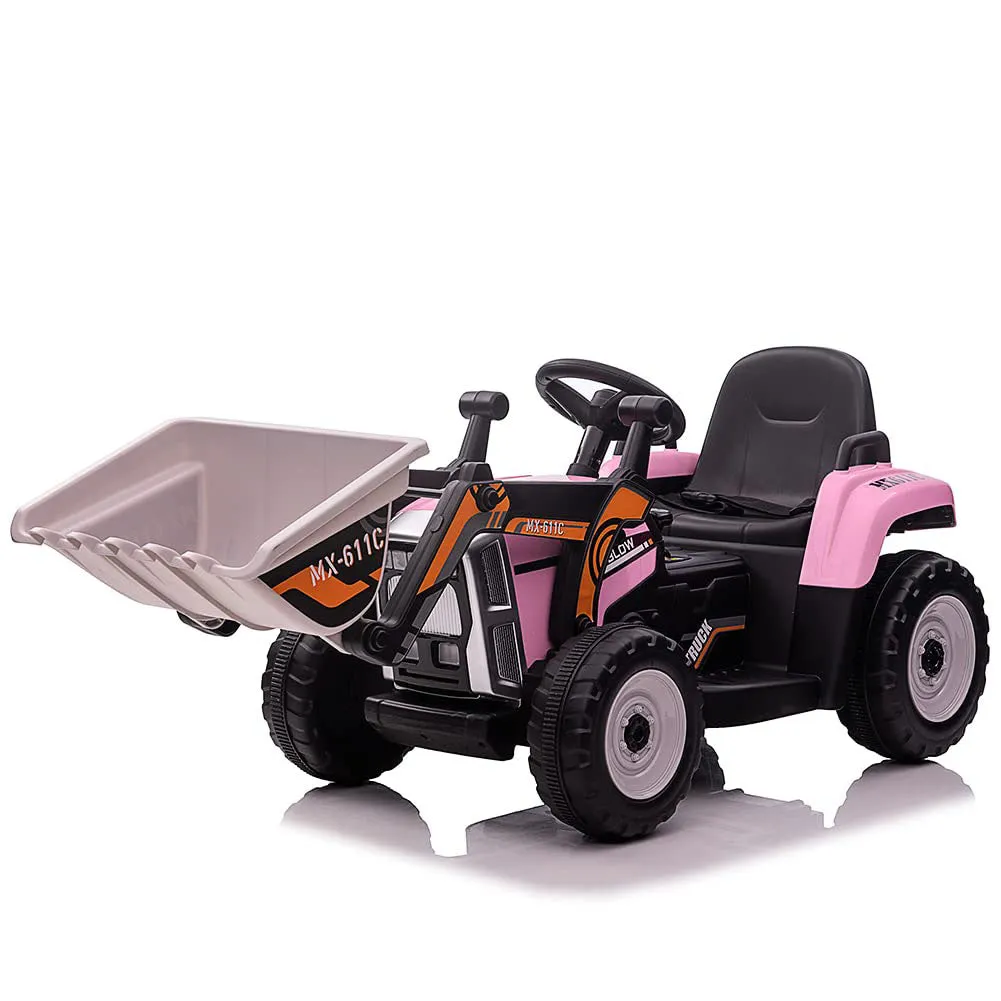 RCTOWN Kids Ride on Excavator Electric Construction Vehicle with Bucket Pink