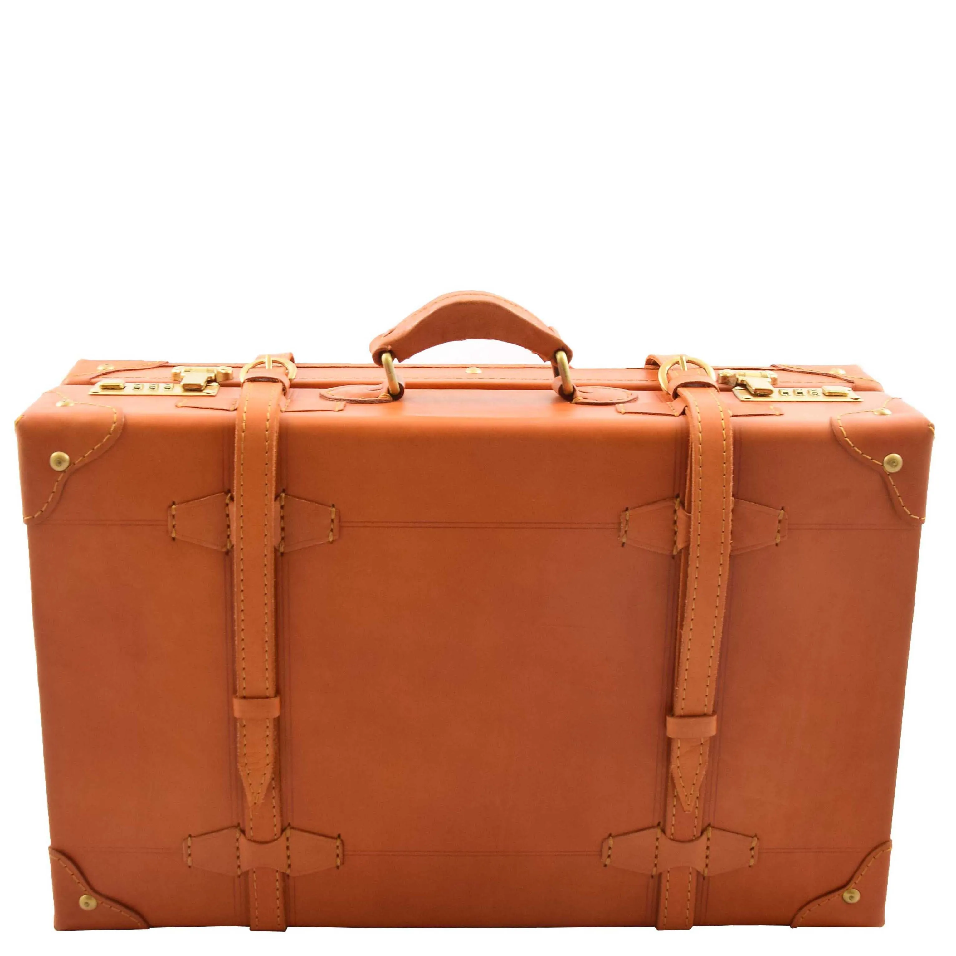 Real Leather Antique Travel Steamer Trunk HOL1188 Tan