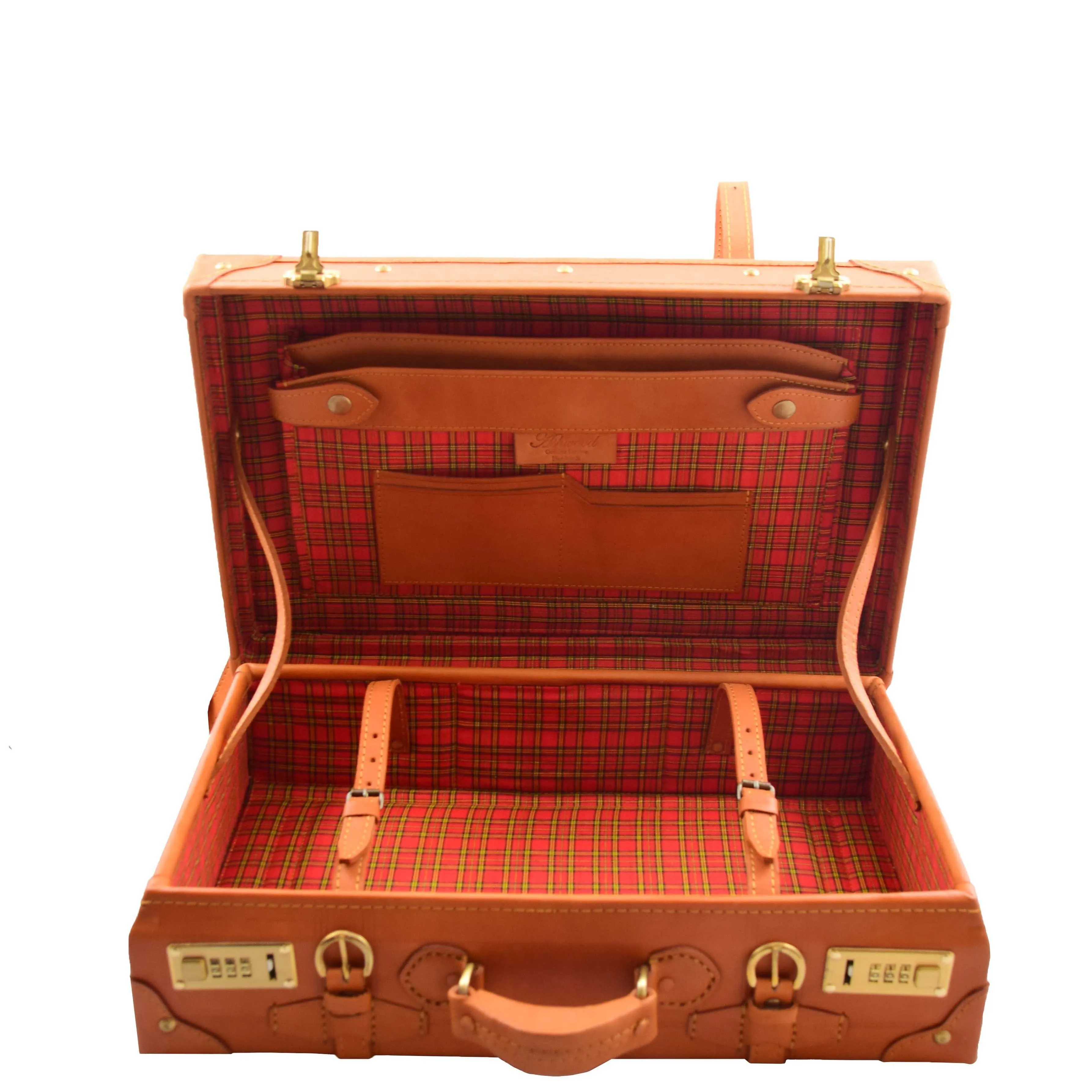 Real Leather Antique Travel Steamer Trunk HOL1188 Tan