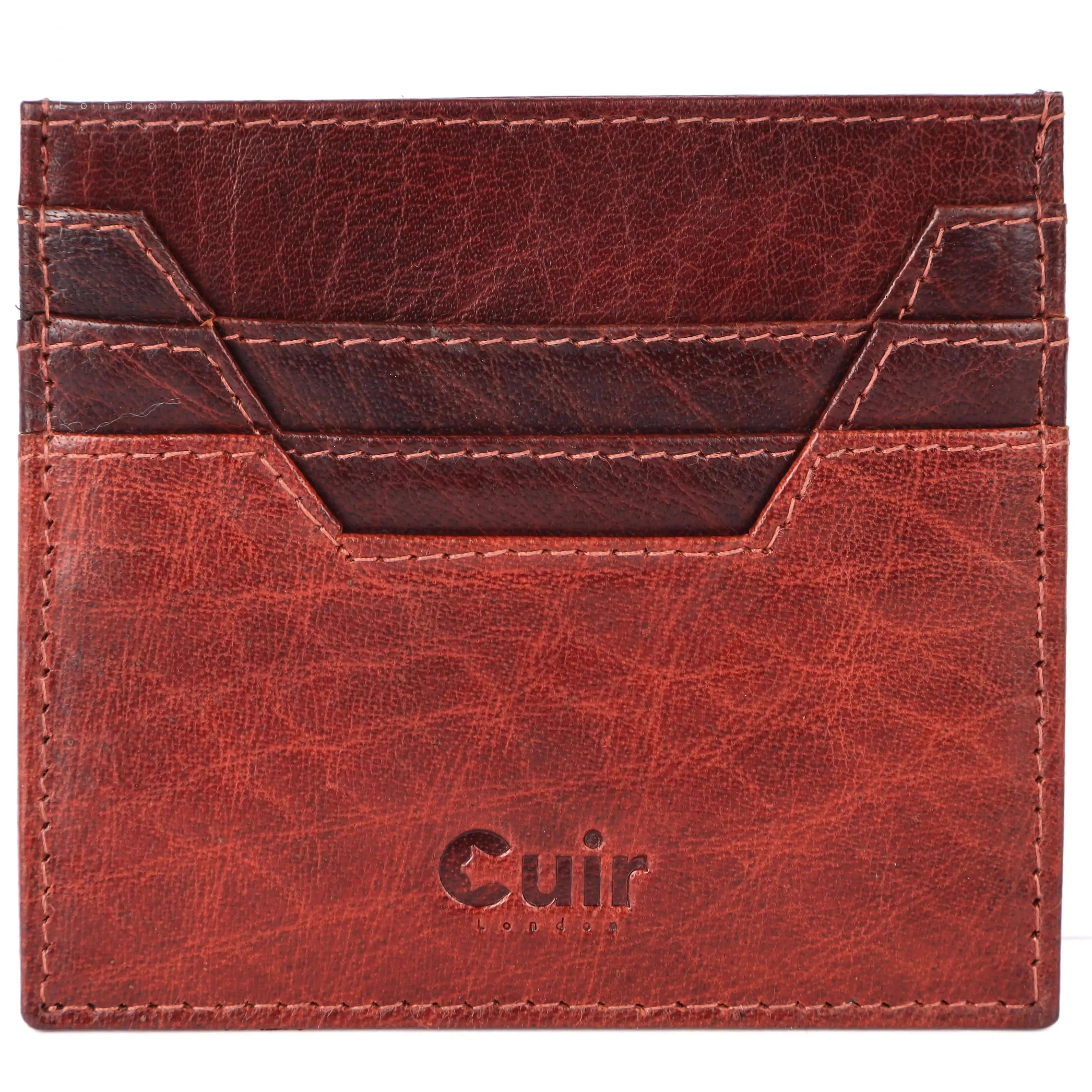 Refined Brown Leather Card Case with 6 Pockets | Stylish and Functional Accessory