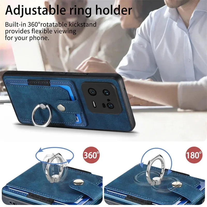 Ring Stand Magnetic Leather Wallet Case for Xiaomi 12-14T Pro 5G -  Card Slot