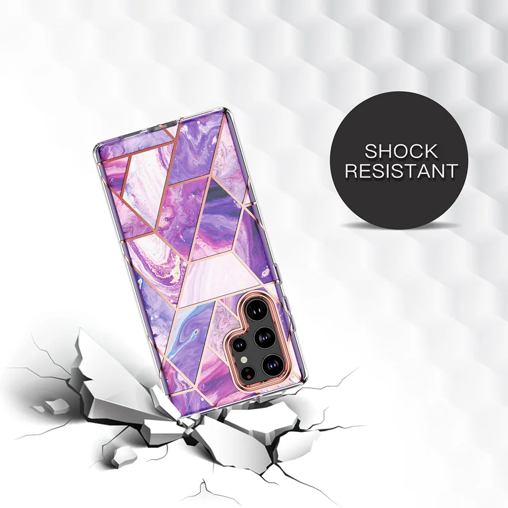 Samsung Galaxy S23 Ultra 5G | Marble Shockproof Bumper Stylish Slim Phone Cases | Purple Marble