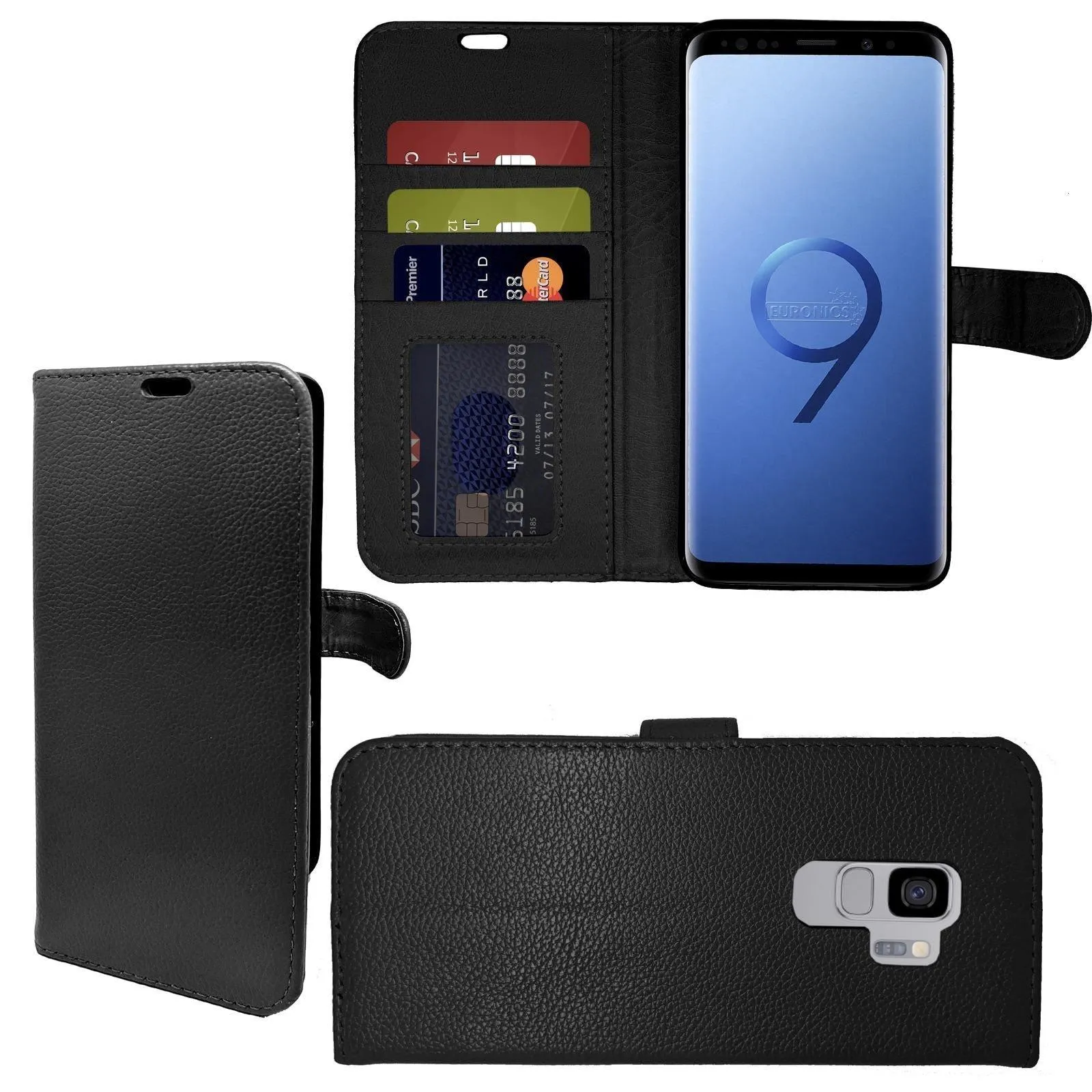 Samsung Galaxy S7 Edge, Genuine Leather Flip Folio Book Wallet Case