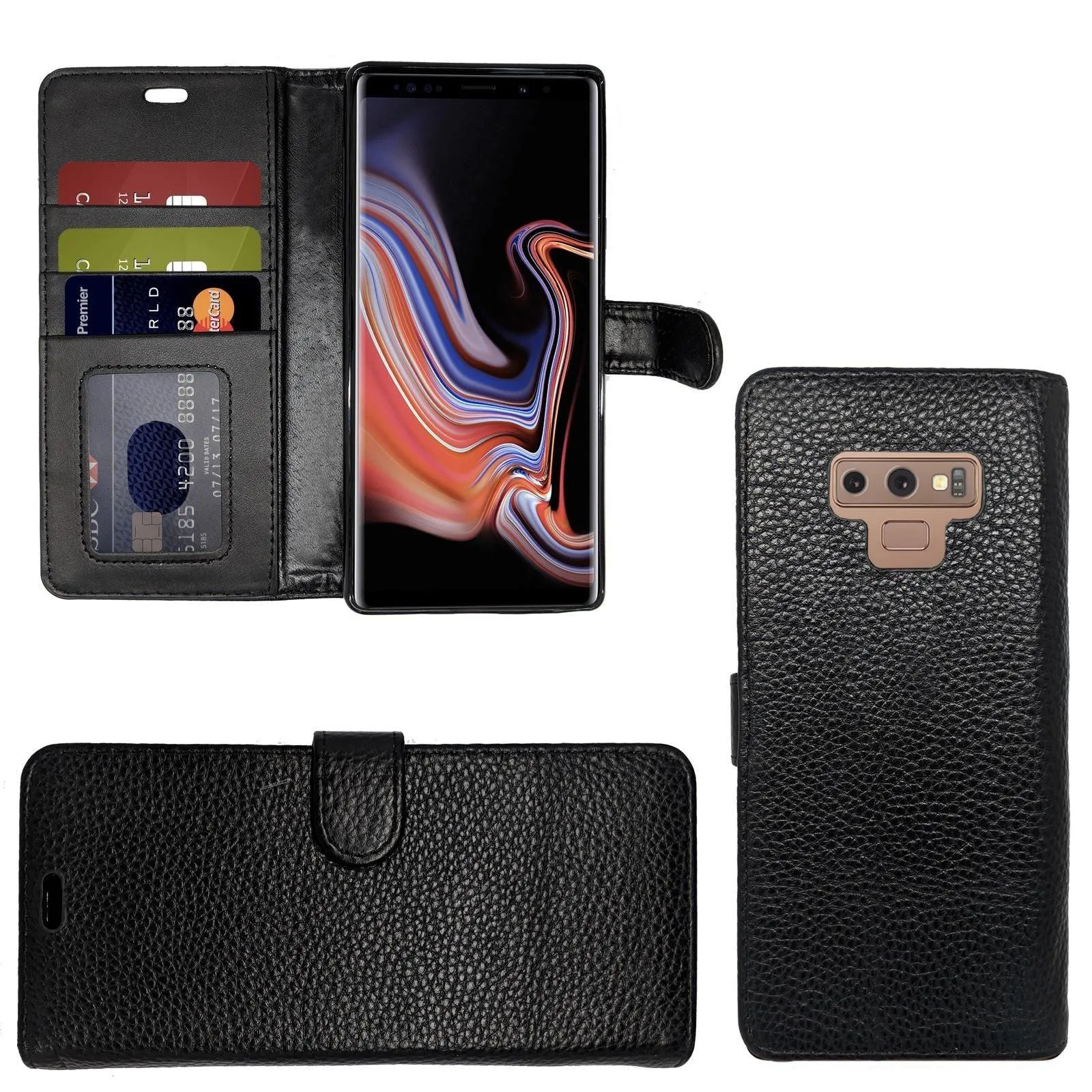 Samsung Galaxy S7 Edge, Genuine Leather Flip Folio Book Wallet Case