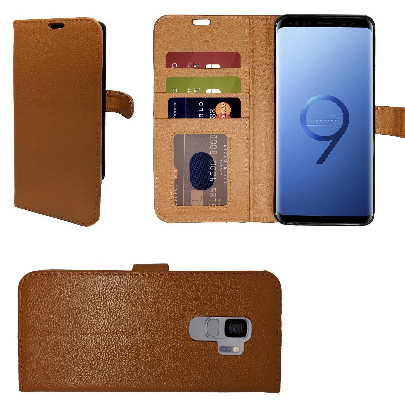 Samsung Galaxy S7 Edge, Genuine Leather Flip Folio Book Wallet Case