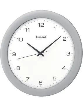 Seiko Silvertone Wall Clock - White Face - Black Hands & Markers