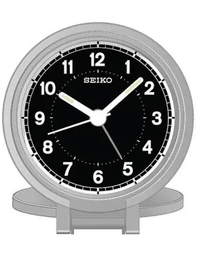 Seiko Travel Alarm Clock - Silver-Tone Metallic Case - Luminous Hands