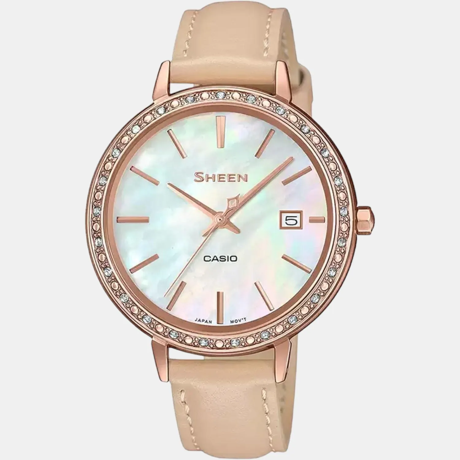 Sheen Women's Analog Leather Watch SX246 - SHE-4052PGL-7BUDF