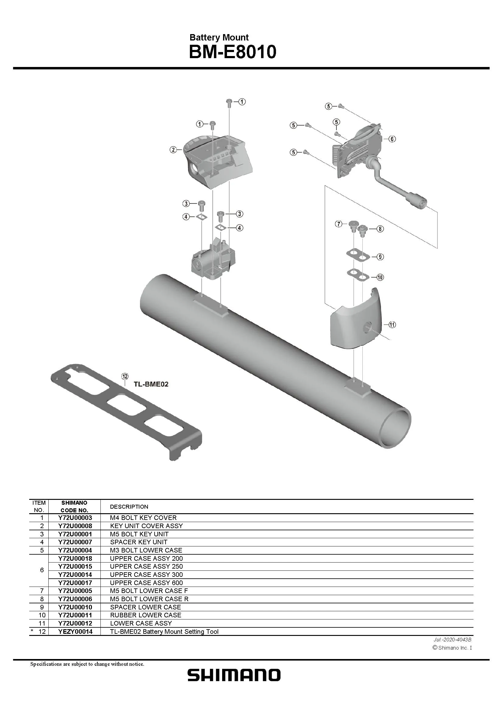 SHIMANO STEPS BM-E8010 Battery Mount Rubber Lower Case - Y72U00011