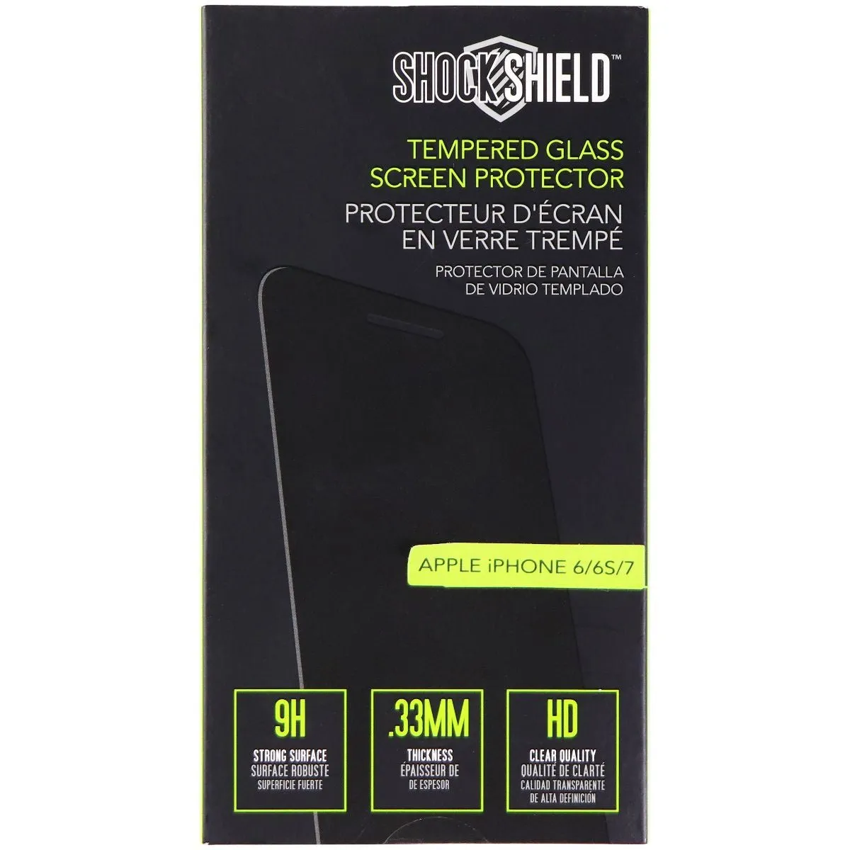 Shock Shield Tempered Glass Screen Protector for Apple iPhone 7/6s/6 - Clear