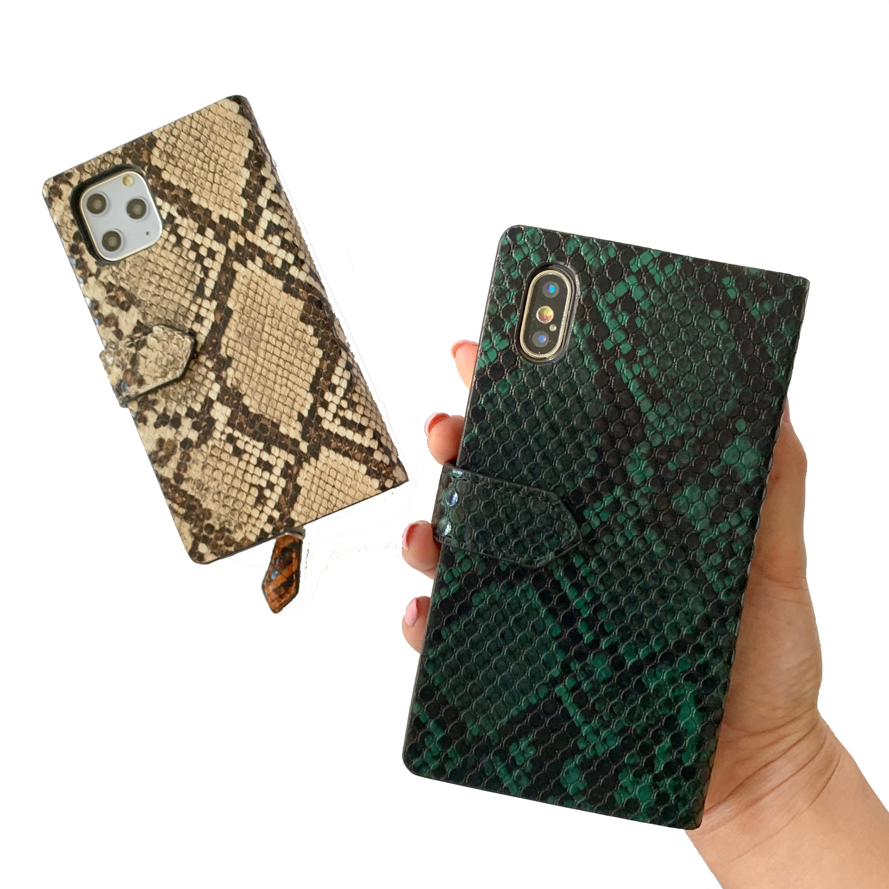 Snake Print Zip Wallet Case in Sand