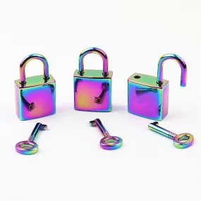 Square Padlock and Key 3/4x1 3/8" 20x35mm Jewelry Box Lock Small Luggage Padlock Heavy Duty Purse Handbag Bag Furniture Making Hardware Bulk