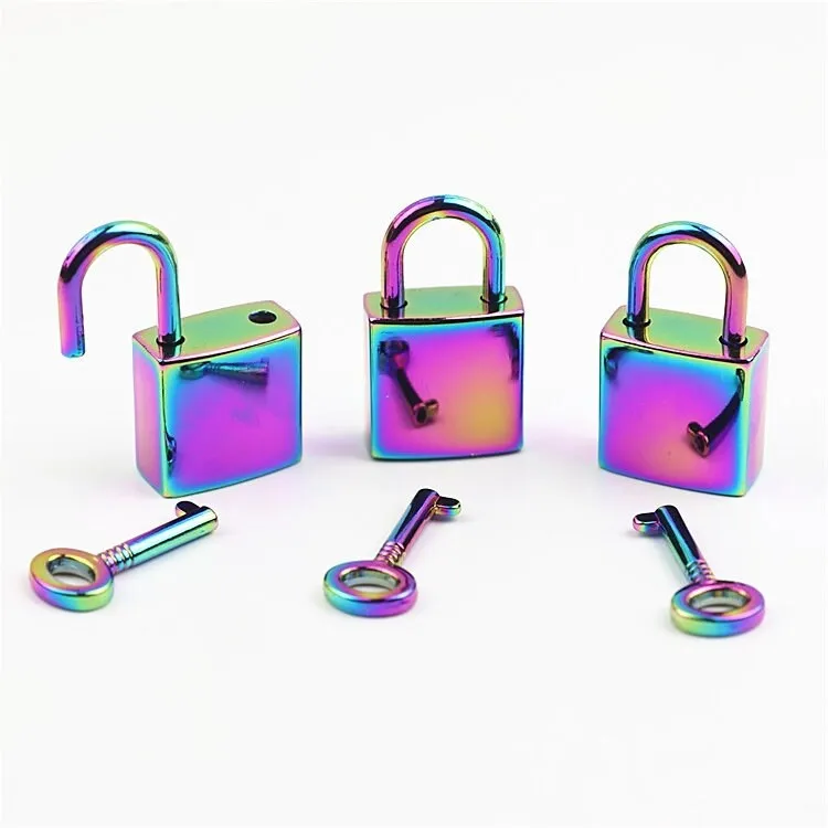 Square Padlock and Key 3/4x1 3/8" 20x35mm Jewelry Box Lock Small Luggage Padlock Heavy Duty Purse Handbag Bag Furniture Making Hardware Bulk