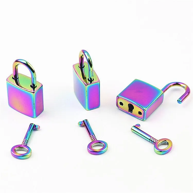 Square Padlock and Key 3/4x1 3/8" 20x35mm Jewelry Box Lock Small Luggage Padlock Heavy Duty Purse Handbag Bag Furniture Making Hardware Bulk