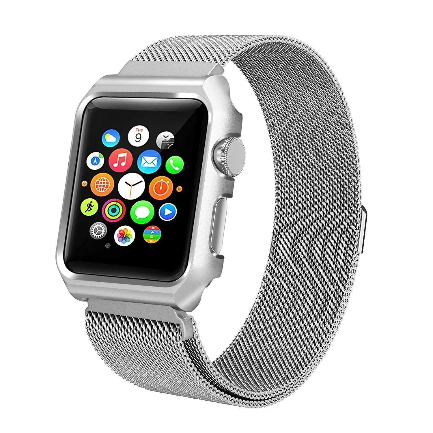 Stainless Steel Mesh Milanese Loop Compatible for Apple Watch Band with Case 38mm, Adjustable Magnetic Closure Replacement Wristband iWatch Band for Apple Watch Series 3 2 1 - Silver