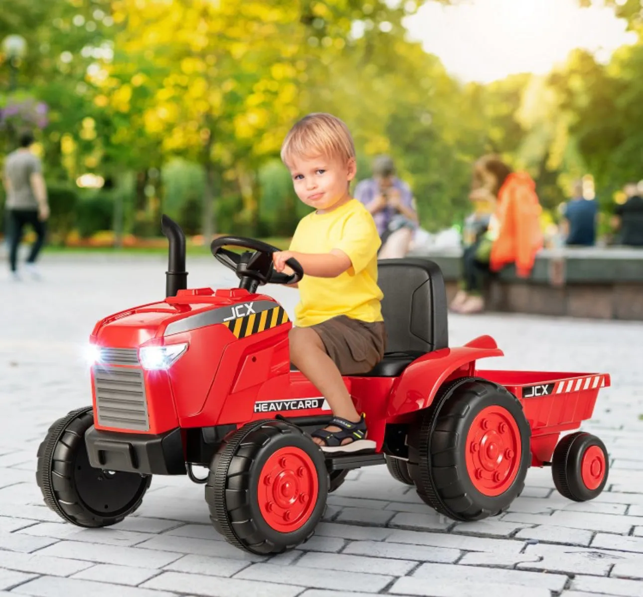 Super Cool 12Volt 2025 Kids Ride On Car Tractor With Trailer | USB | Lights | Horn | Radio | 3-7KPH Approx | Ages 3-8 | Remote