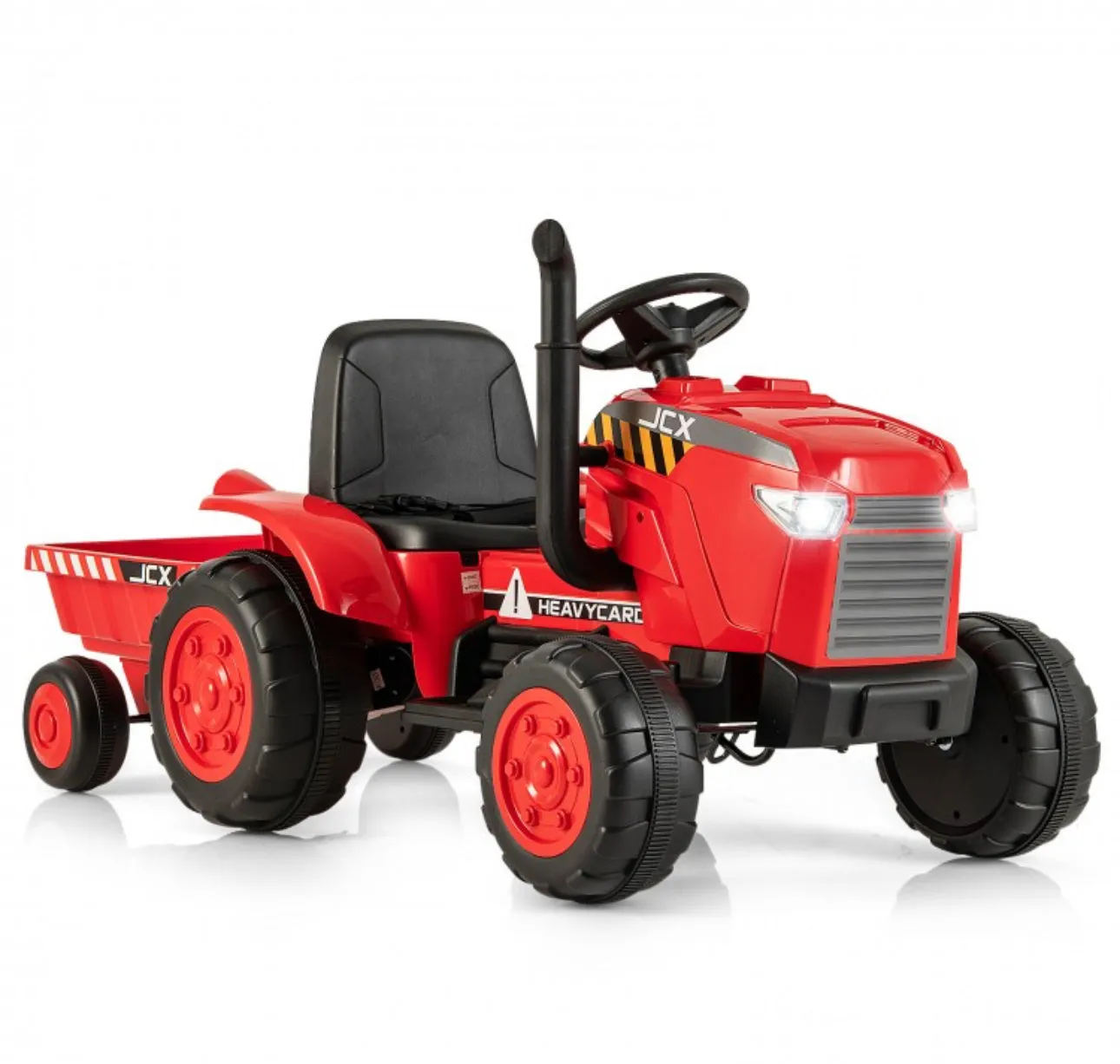 Super Cool 12Volt 2025 Kids Ride On Car Tractor With Trailer | USB | Lights | Horn | Radio | 3-7KPH Approx | Ages 3-8 | Remote